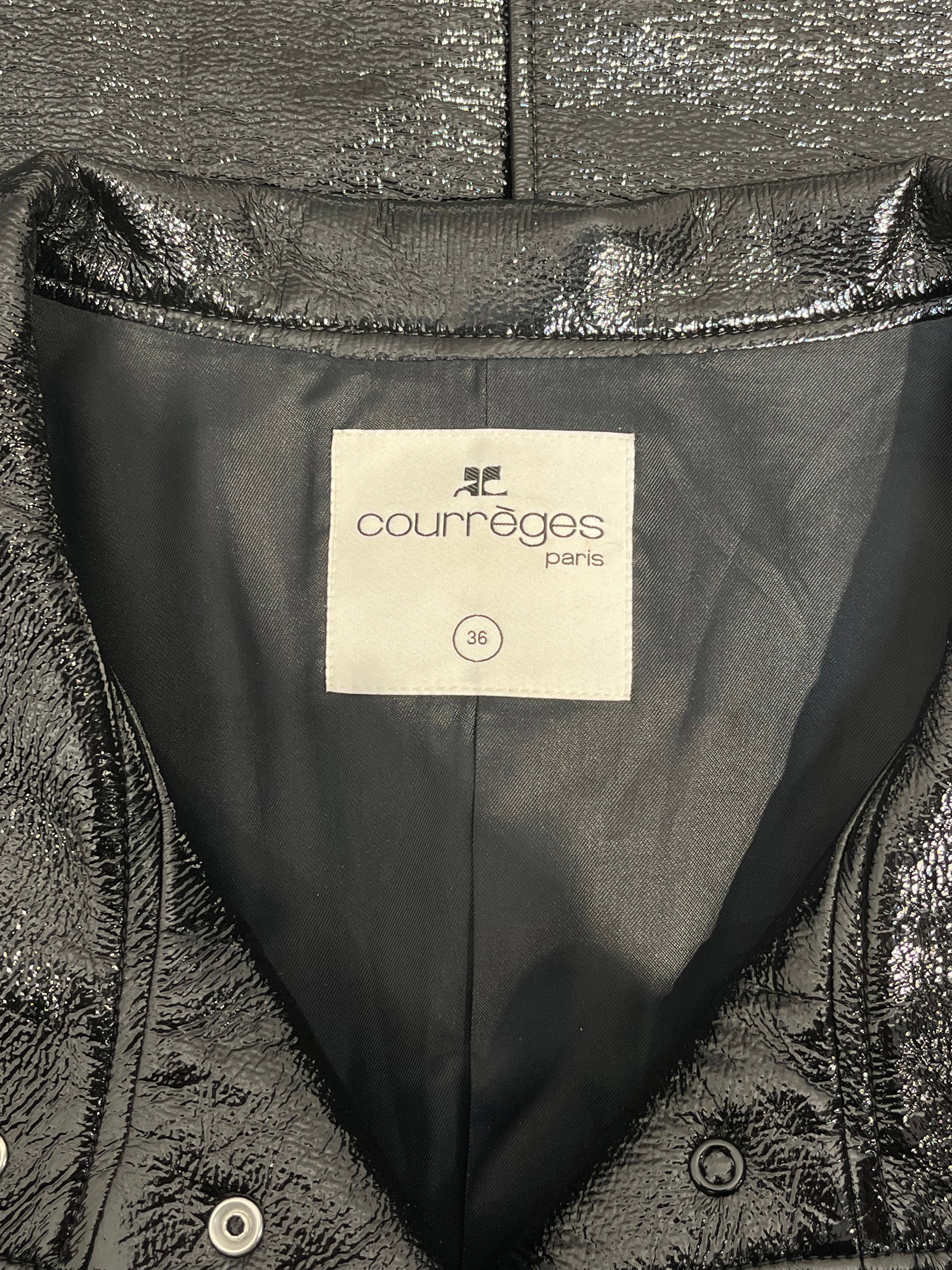 Courreges/Trench Coat/36/Cotton/BLK/VINYL COATED TRENCH view 3