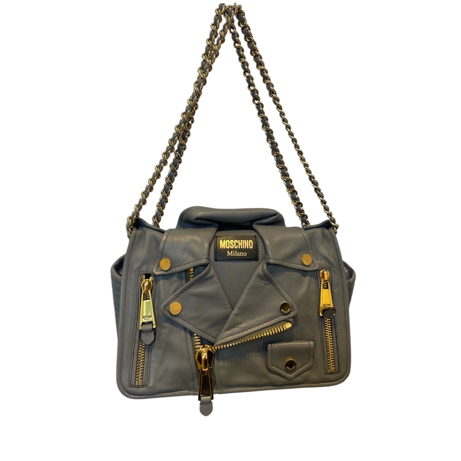 MOSCHINO/Cross Body Bag/Leather/GRY/BIKER LEATHER JKT BAG view 1