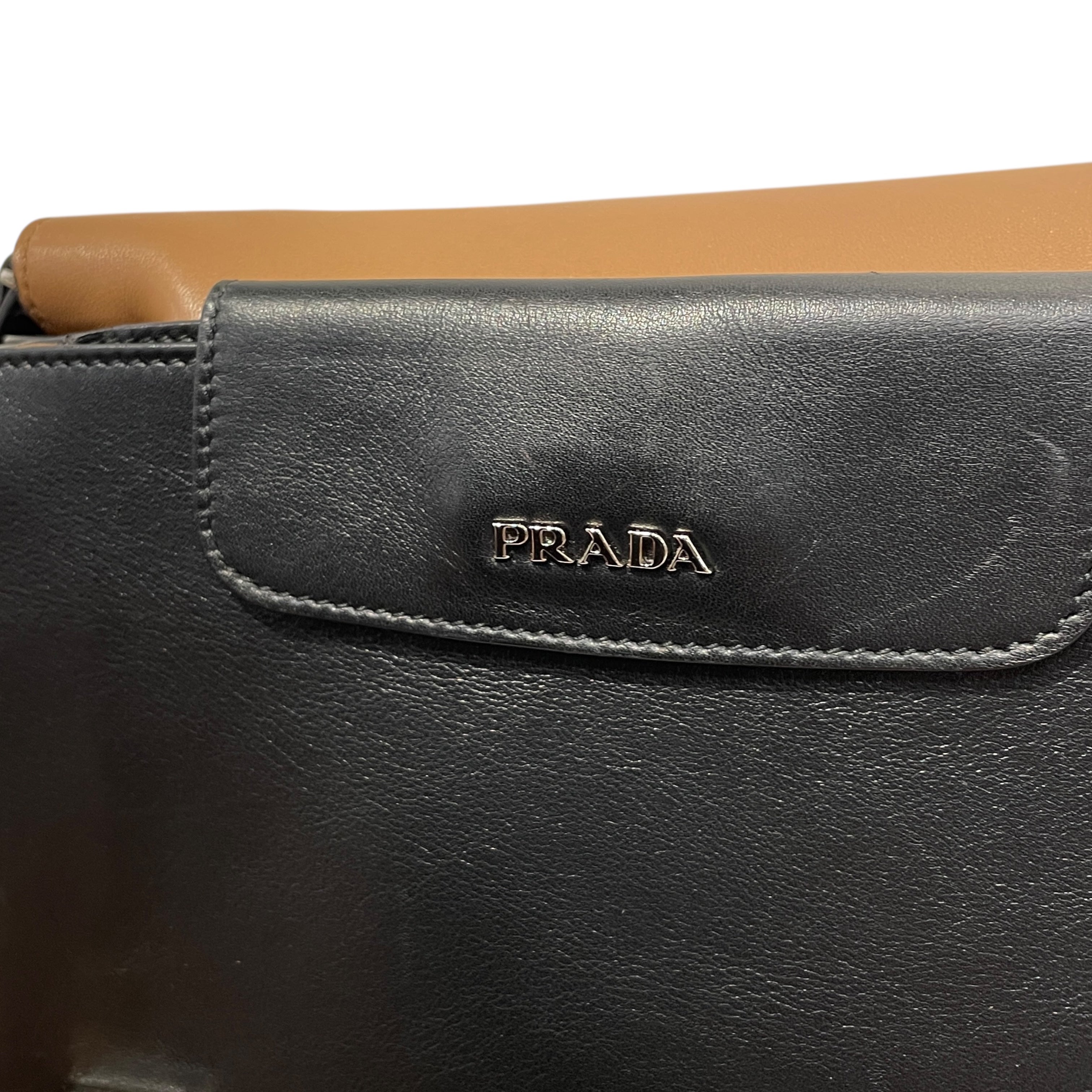 PRADA/Bag/Leather/BLK/double flap turn shoulder bag view 6