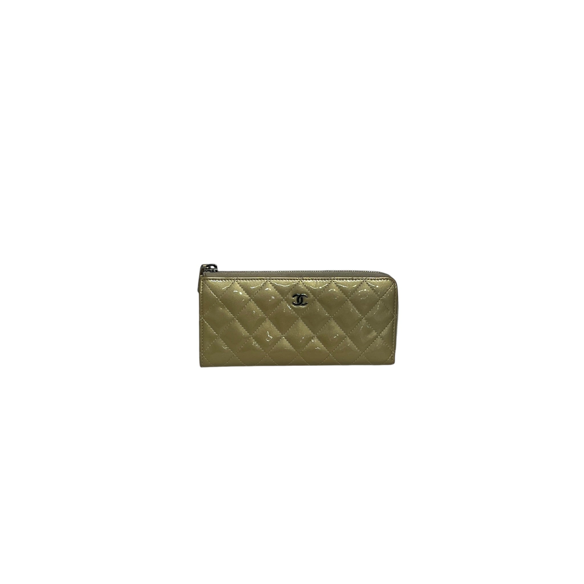 CHANEL/Long Wallet/Leather/GLD/Champagne-Patent-Quilted view 1