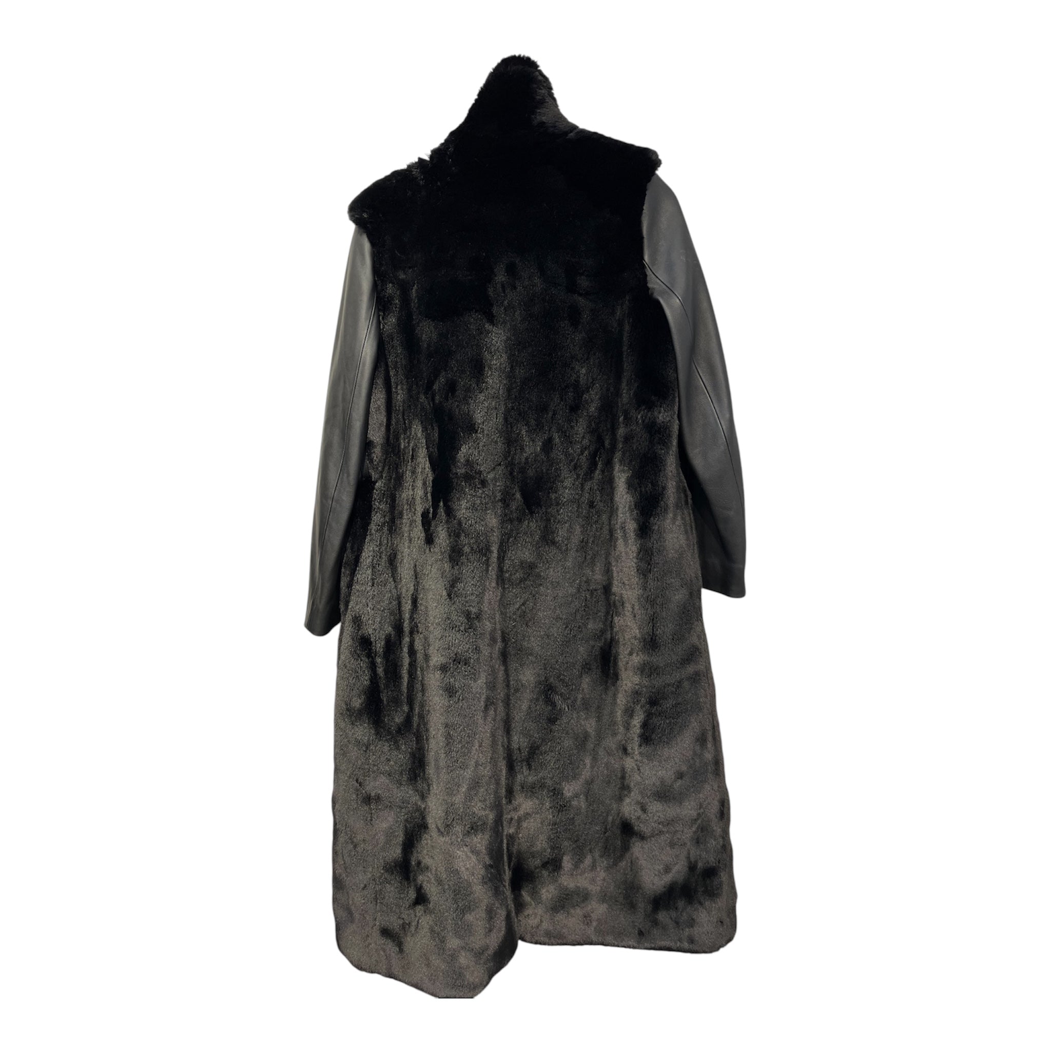 MOOSE KNUCKLES/Trench Coat/S/Fake Fur/BLK/LEATHER SLEEVE GOLD HARDWARE view 2