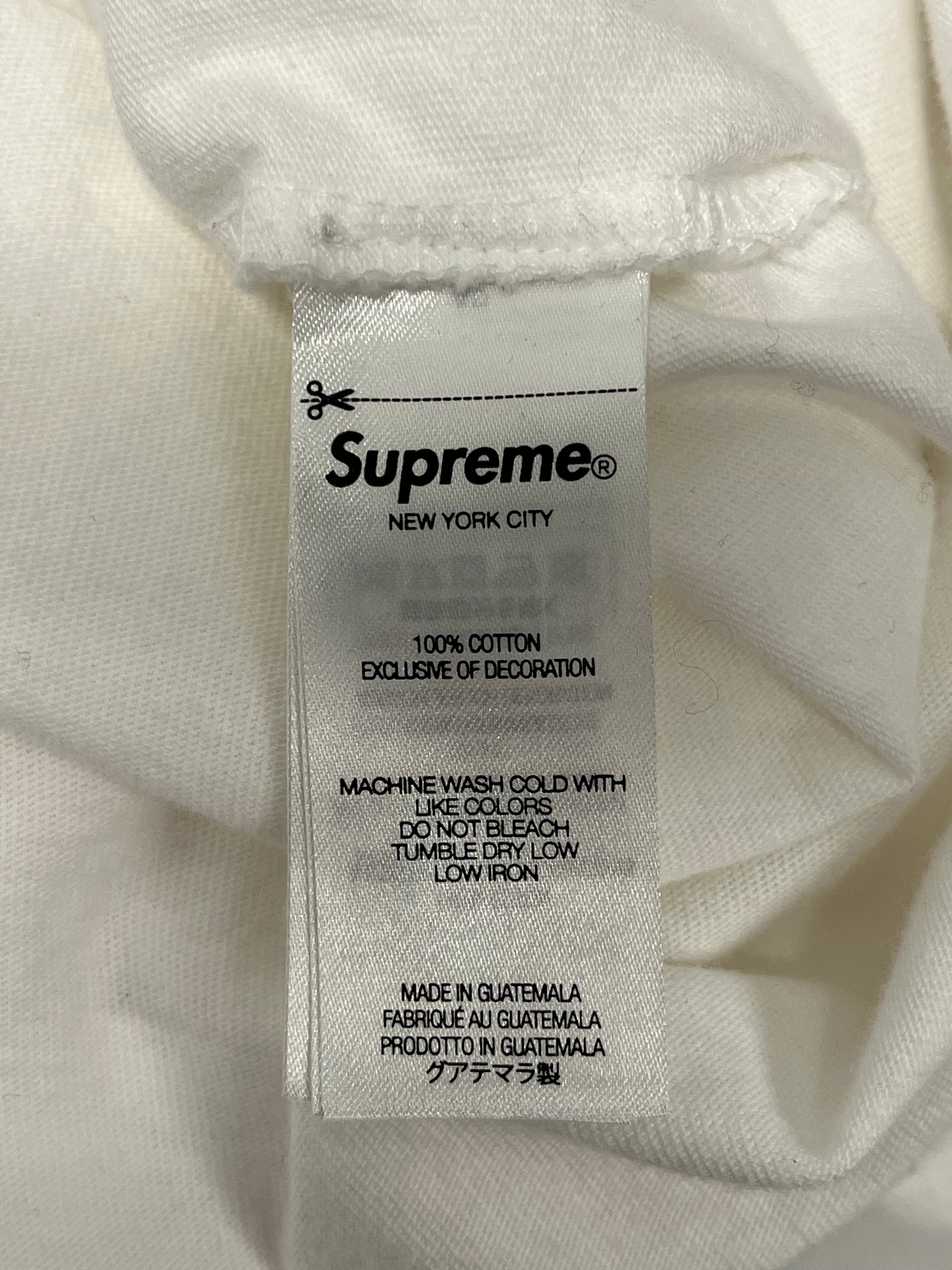 Supreme/LS T-Shirt/XXL/Cotton/WHT/blk branding on collar view 4