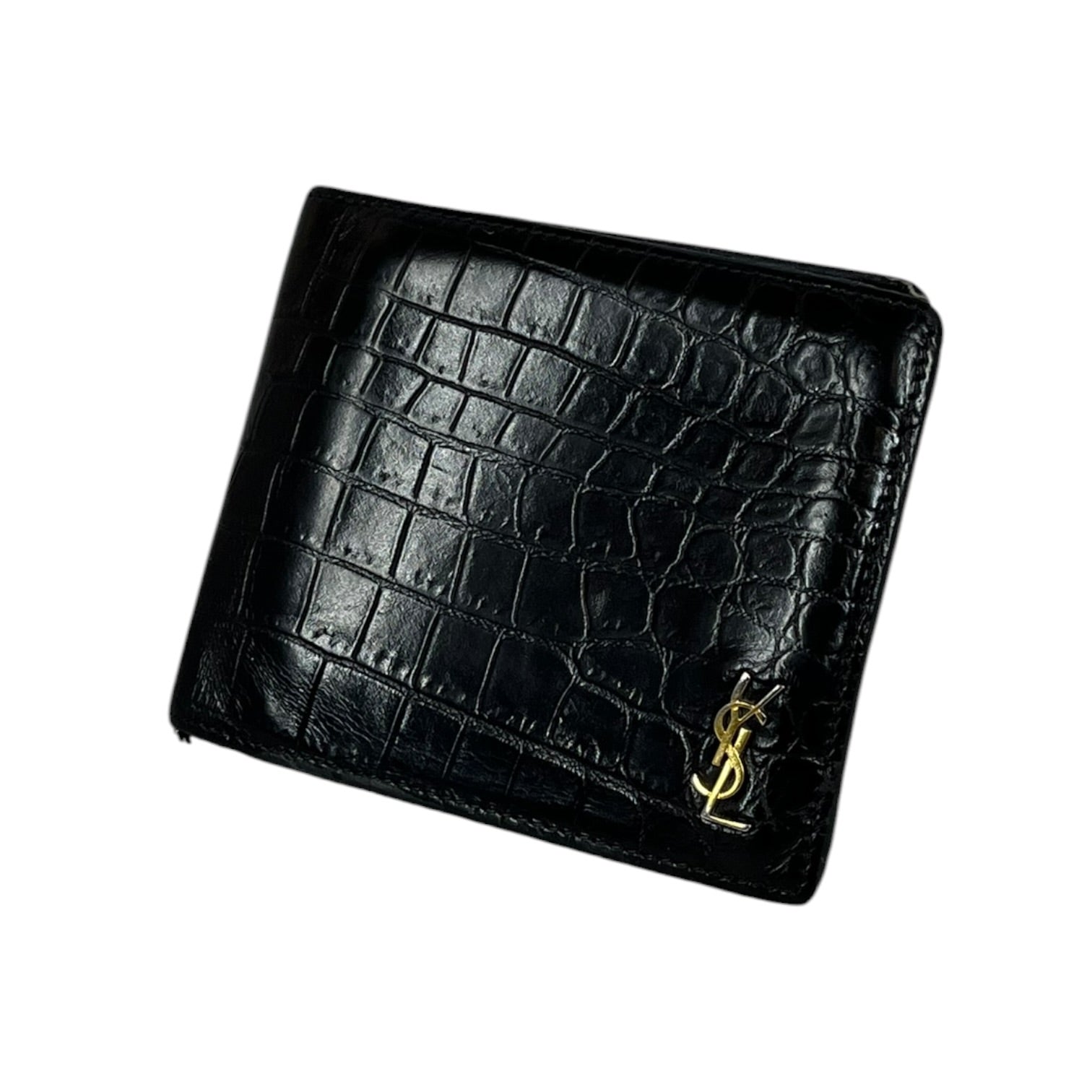 SAINT LAURENT/Bifold Wallet/Leather/BLK/Animal Print Wallet view 1