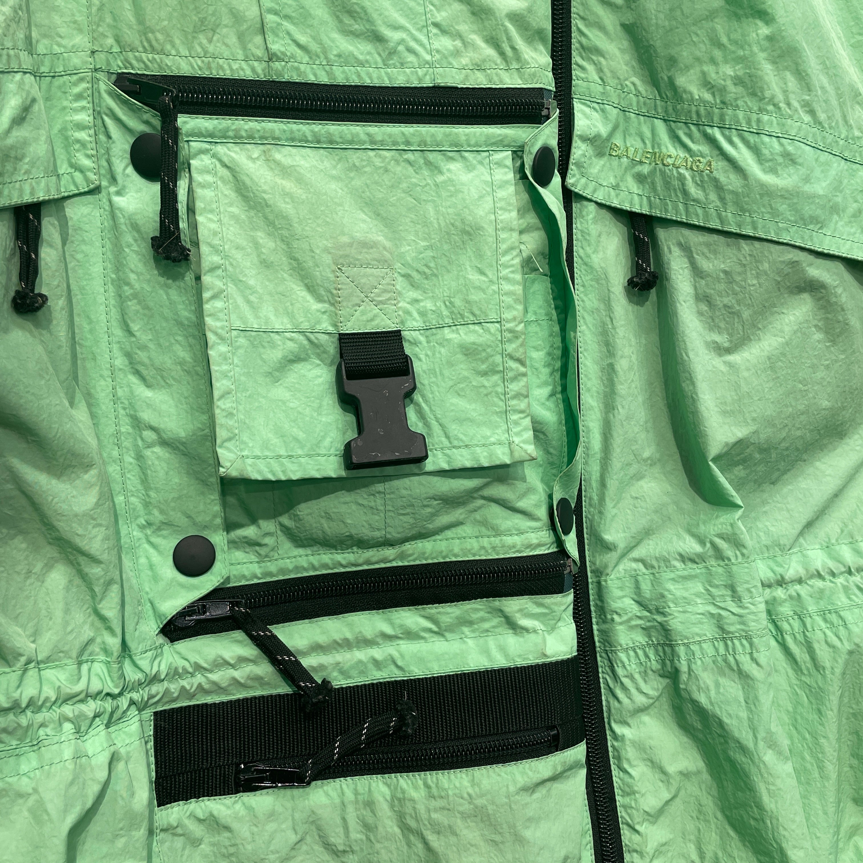 BALENCIAGA/Nylon Vest/48/Nylon/GRN/Utility/NEON GRN DETACHABLE POCKET view 4