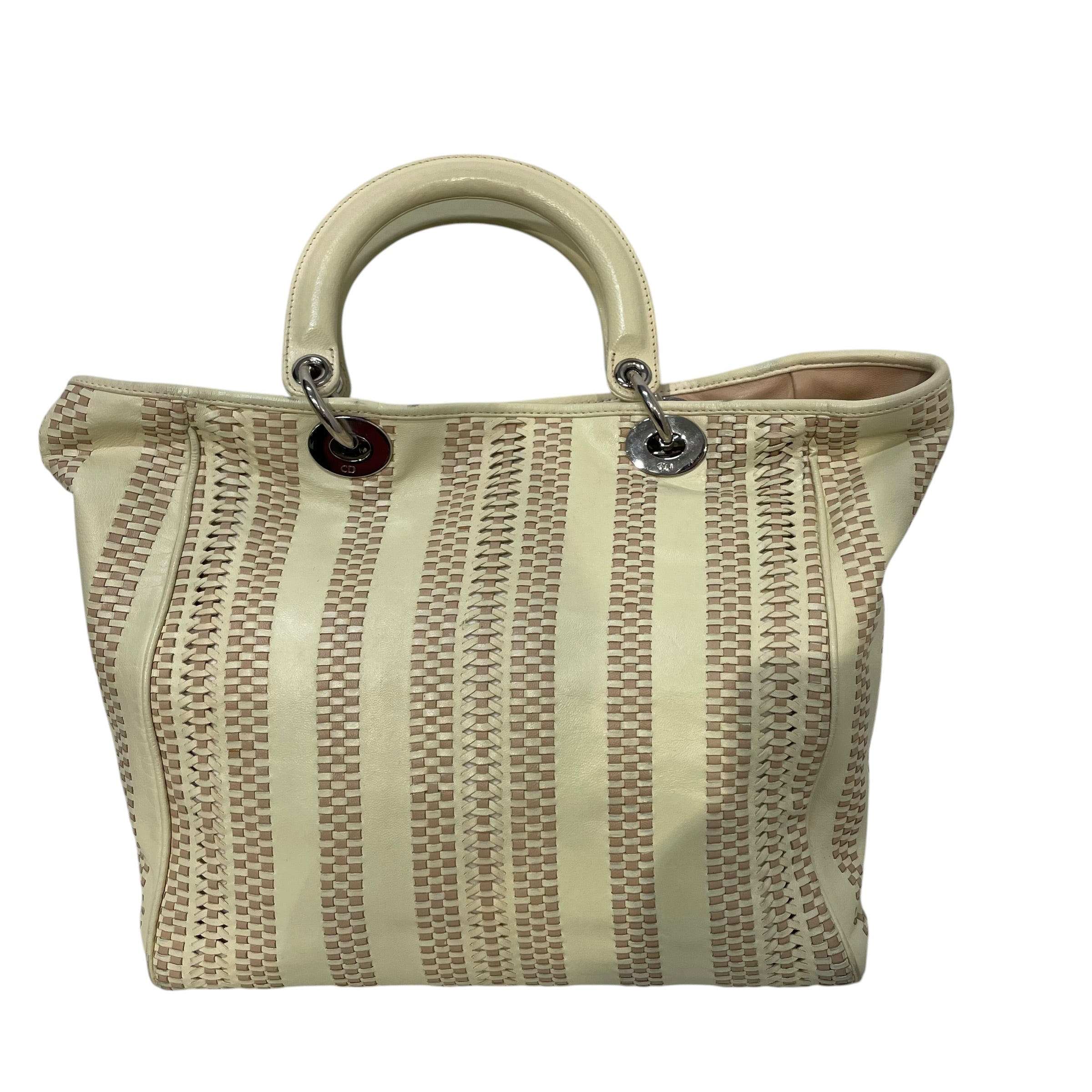 Christian Dior/Hand Bag/Stripe/Leather/CRM/Lady Dior Woven view 2