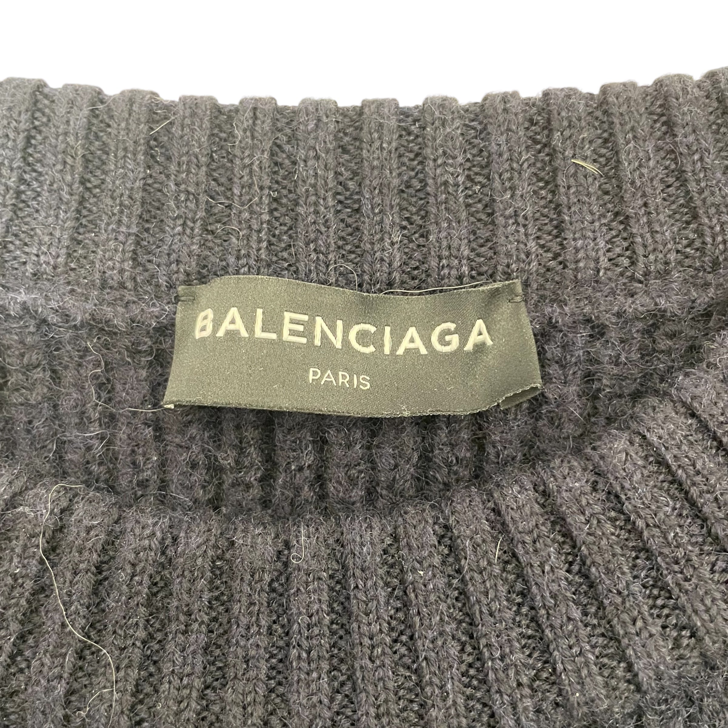 BALENCIAGA/Heavy Sweater/XL/Graphic/Wool/NVY/ view 3