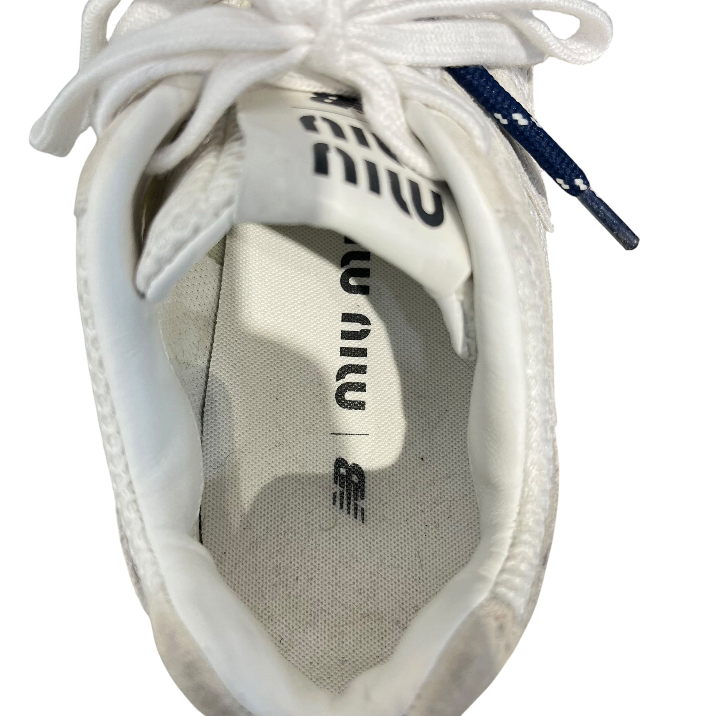 MIU MIU/NEW BALANCE/Low-Sneakers/EU 38/Suede/WHT/blu laces 5E165E view 3