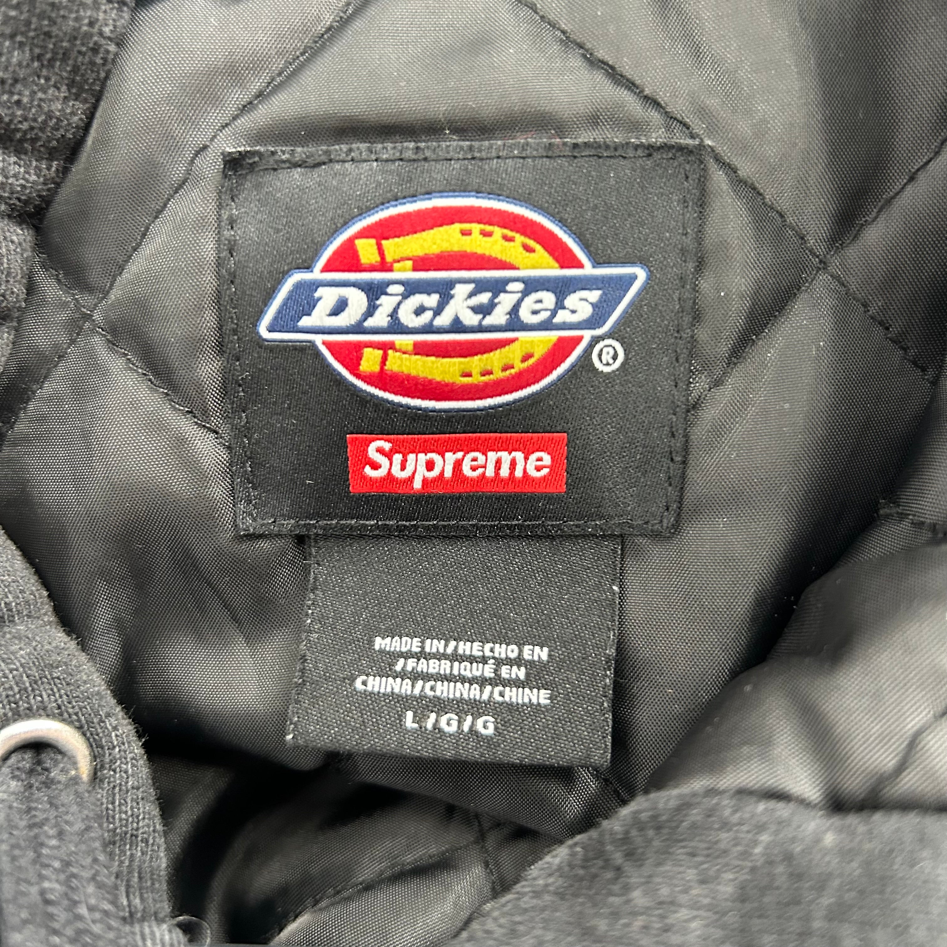Supreme/DICKIES/Jacket/L/Cotton/BLK/box logo on pkt w/ collaB view 3