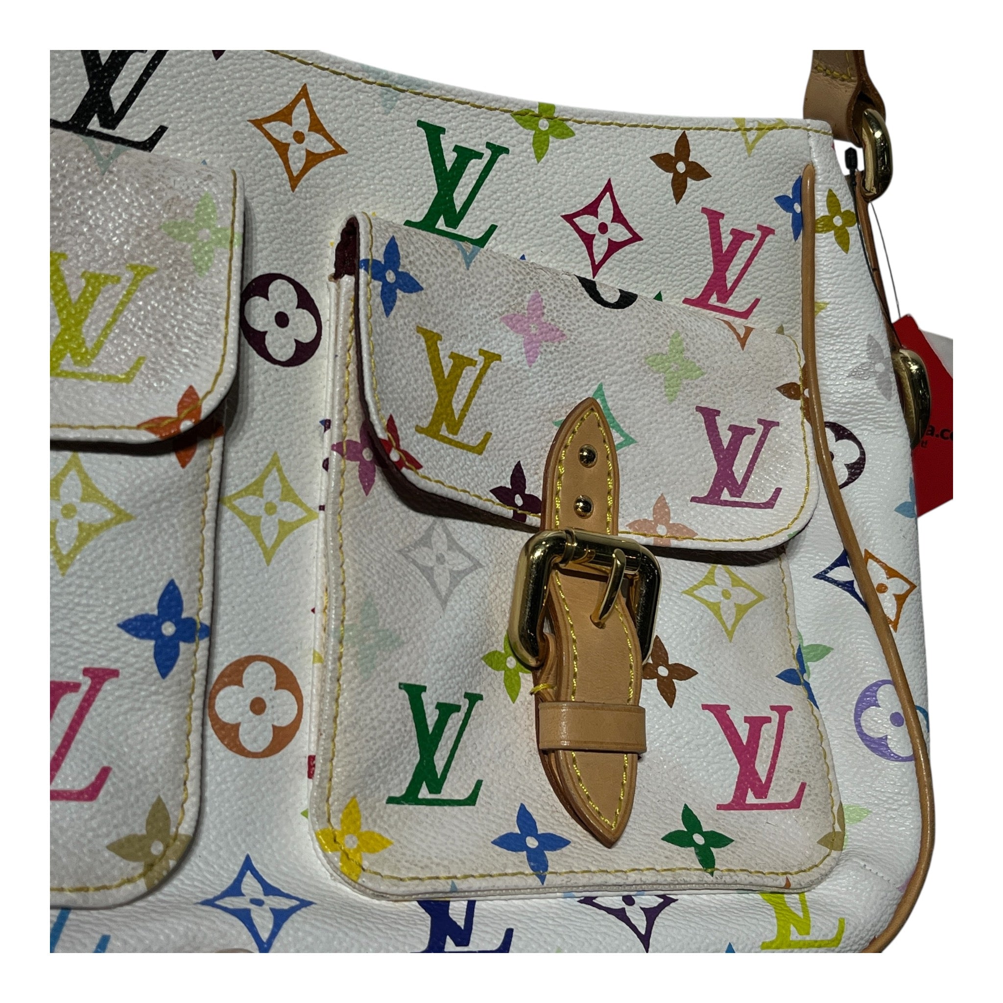 LOUIS VUITTON/Hand Bag/Monogram/Leather/WHT/TAKASHI MURAKAMI LODGE PM view 5