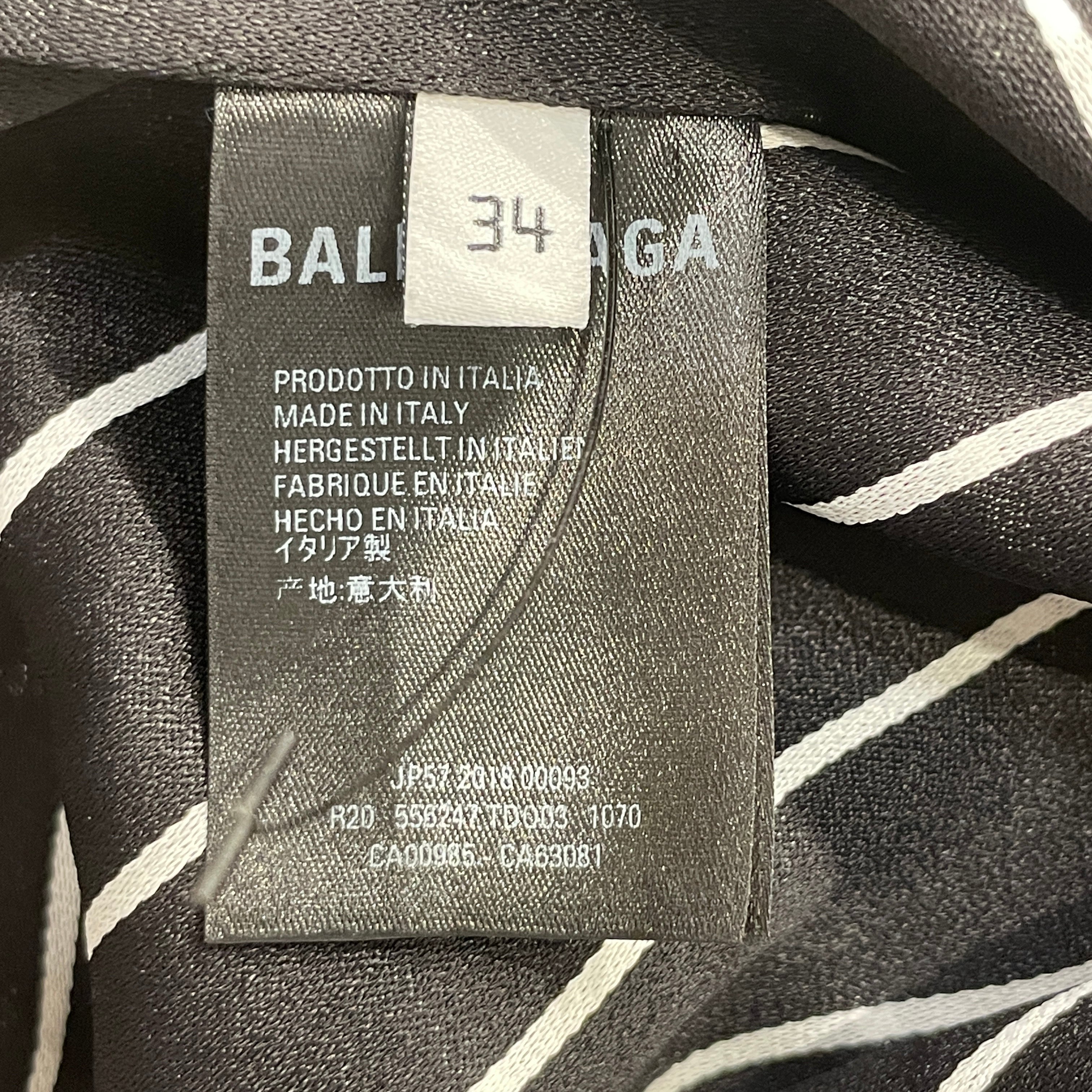 BALENCIAGA/SL Blouse/34/Plaid/Polyester/BLK/WHT STRIPE ASYMETRIC TOP view 3