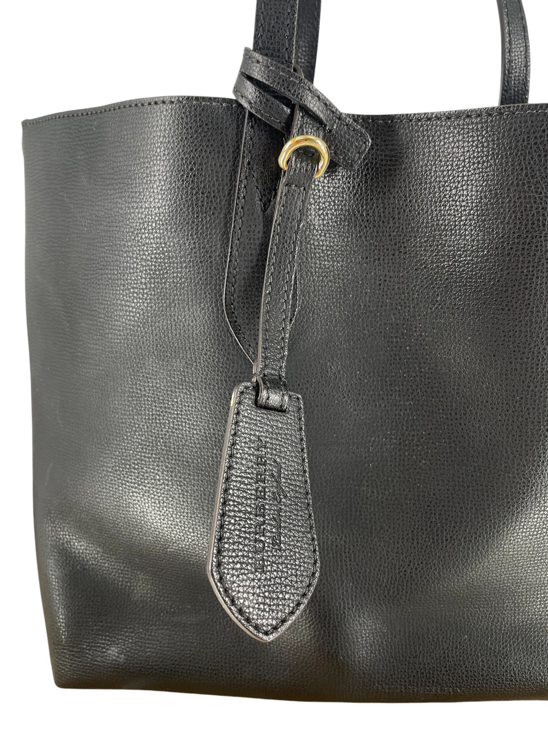 BURBERRY/Tote Bag/Leather/BLK/BLK BURBERRY LEATHER TOTE view 3