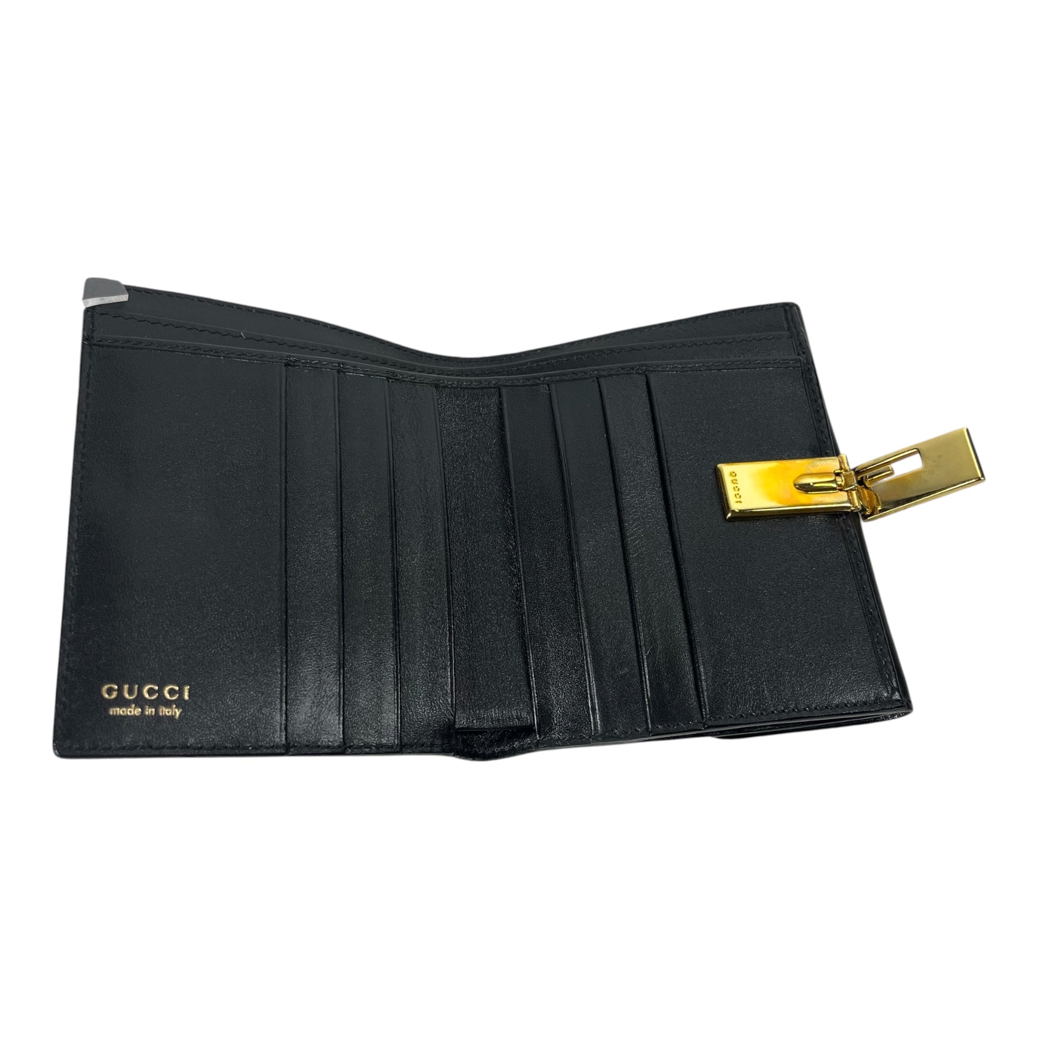 GUCCI/Wallet/Leather/BLK/M's/G clasp view 4