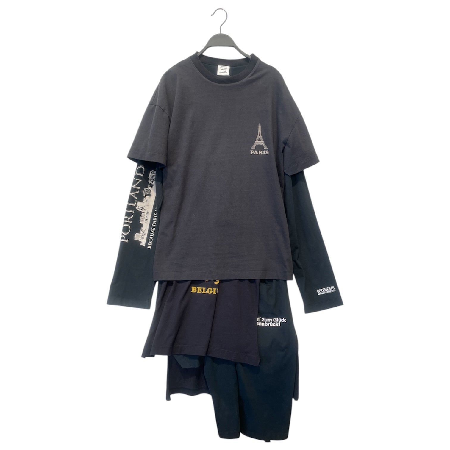 VETEMENTS/LS T-Shirt/XS/Cotton/BLK/2018 LAYERED PARIS SHIRT view 1