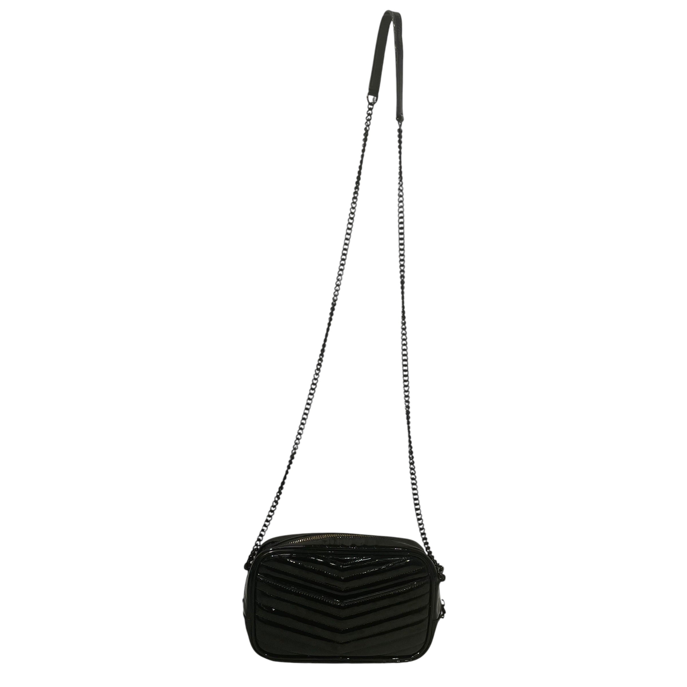 YVES SAINT LAURENT/Cross Body Bag/BLK/black ysl paten leather view 2