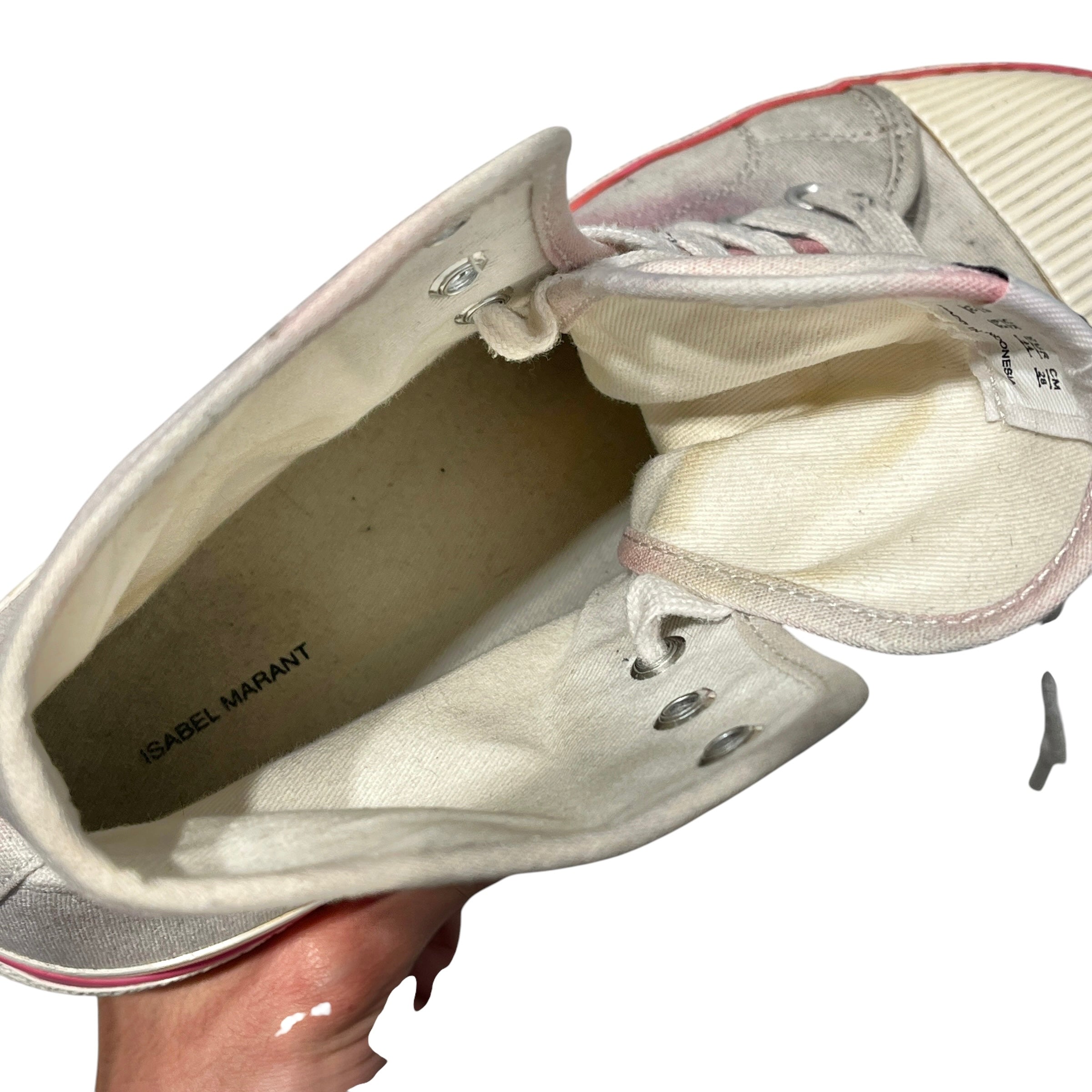ISABEL MARANT/Hi-Sneakers/US 10/Graphic/Cotton/CRM/pink outline green logo view 16