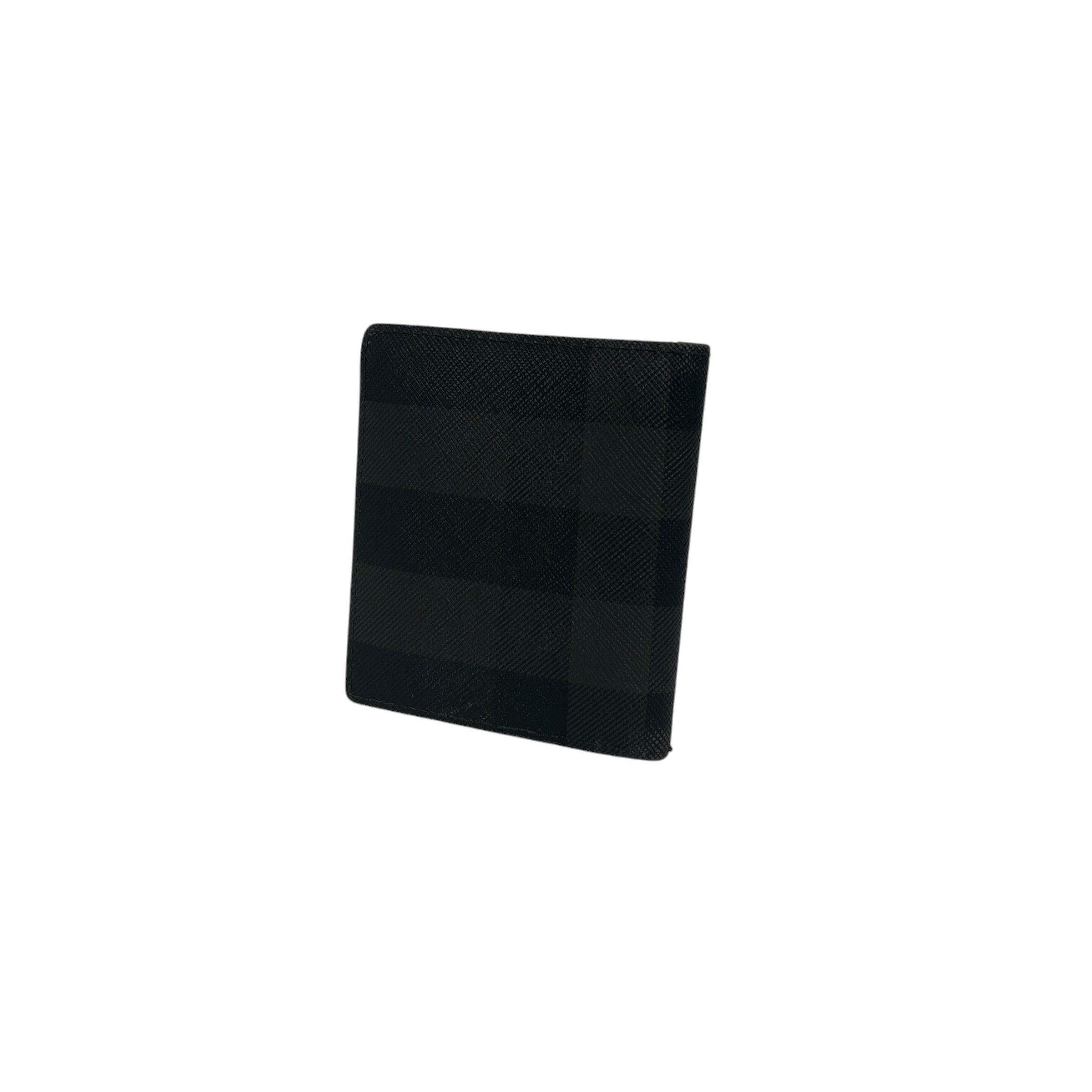 BURBERRY LONDON/Bifold Wallet/Plaid/Leather/BLK/M's/Metal Plate Logo view 2