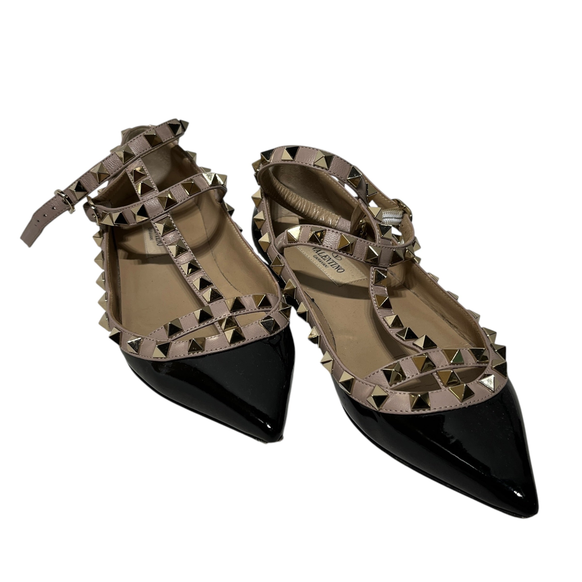 VALENTINO/Sandals/EU 34/BLK/garavani rockstud caged flats view 1