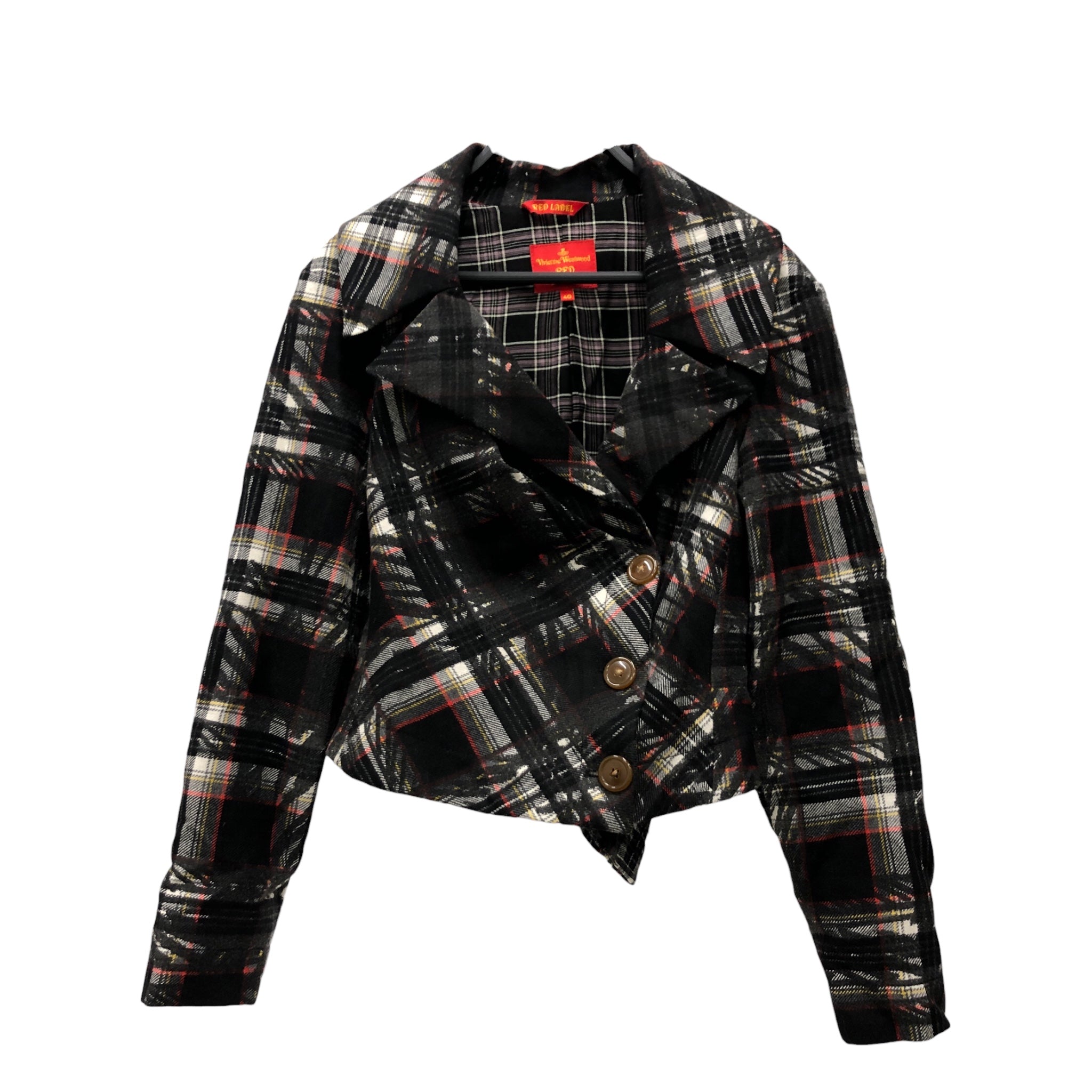 Vivienne Westwood RED LABEL/Tailored Jkt/40/Plaid/Wool/BLK/ view 1