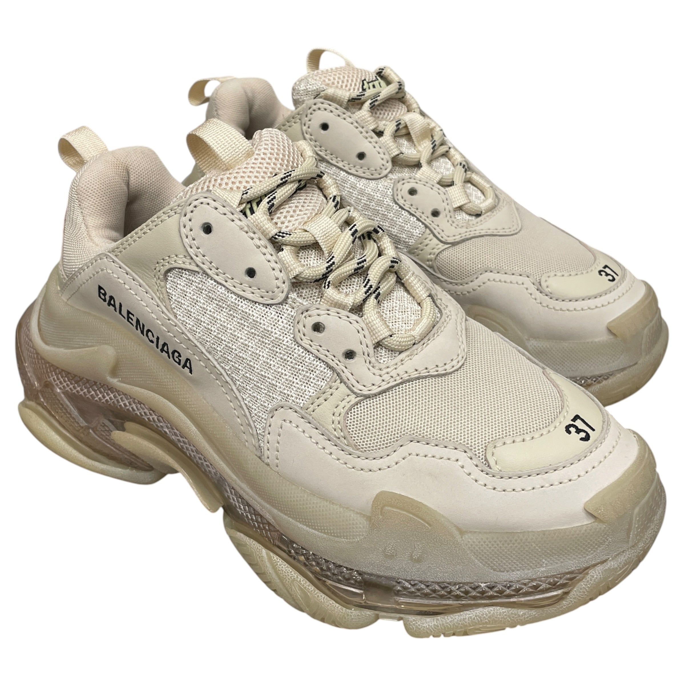 BALENCIAGA/Low-Sneakers/US 6/Cotton/BEG/TRIPLE S CLEAR SOLE view 1
