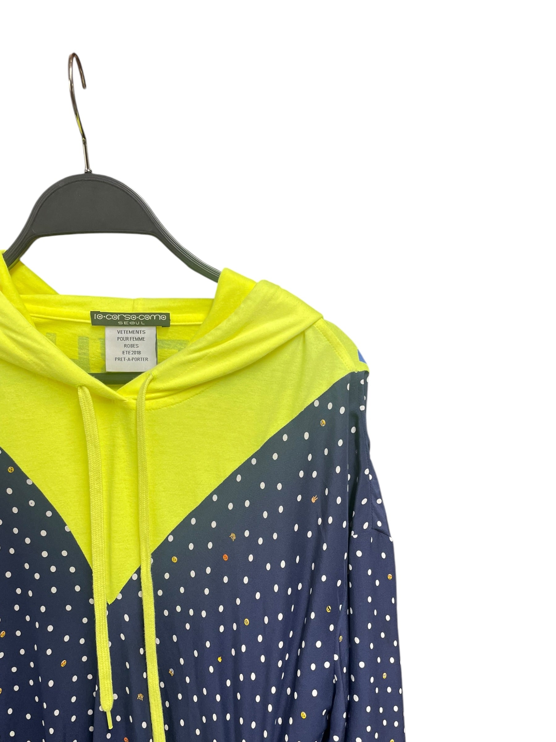 VETEMENTS/LS Dress/XS/Polka dot/Silk/NVY/MATTERHORN HOODED EMOJI DRESS view 3