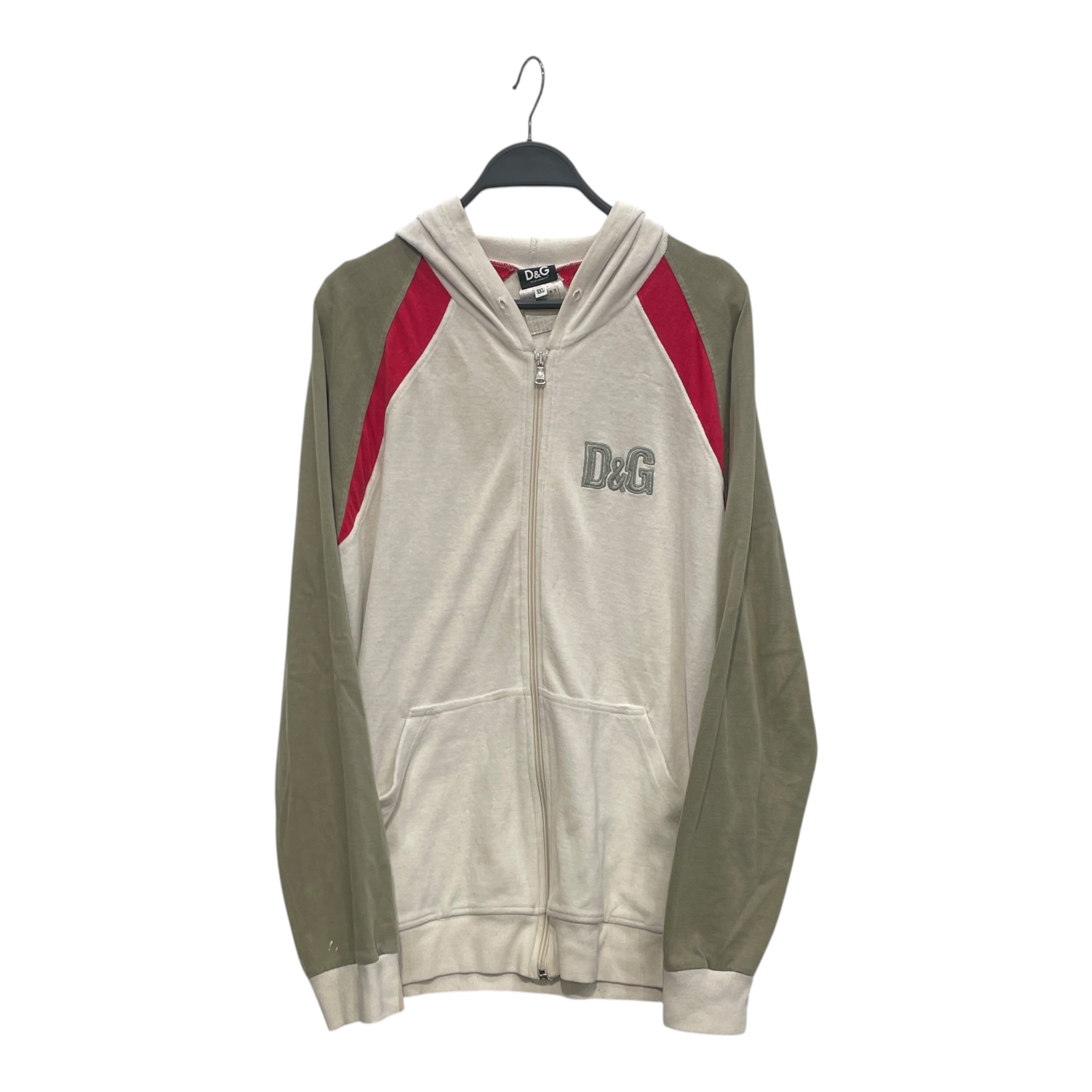 D&G/Zip Up Hoodie/XXL/Velour/WHT/VINTAGE view 1