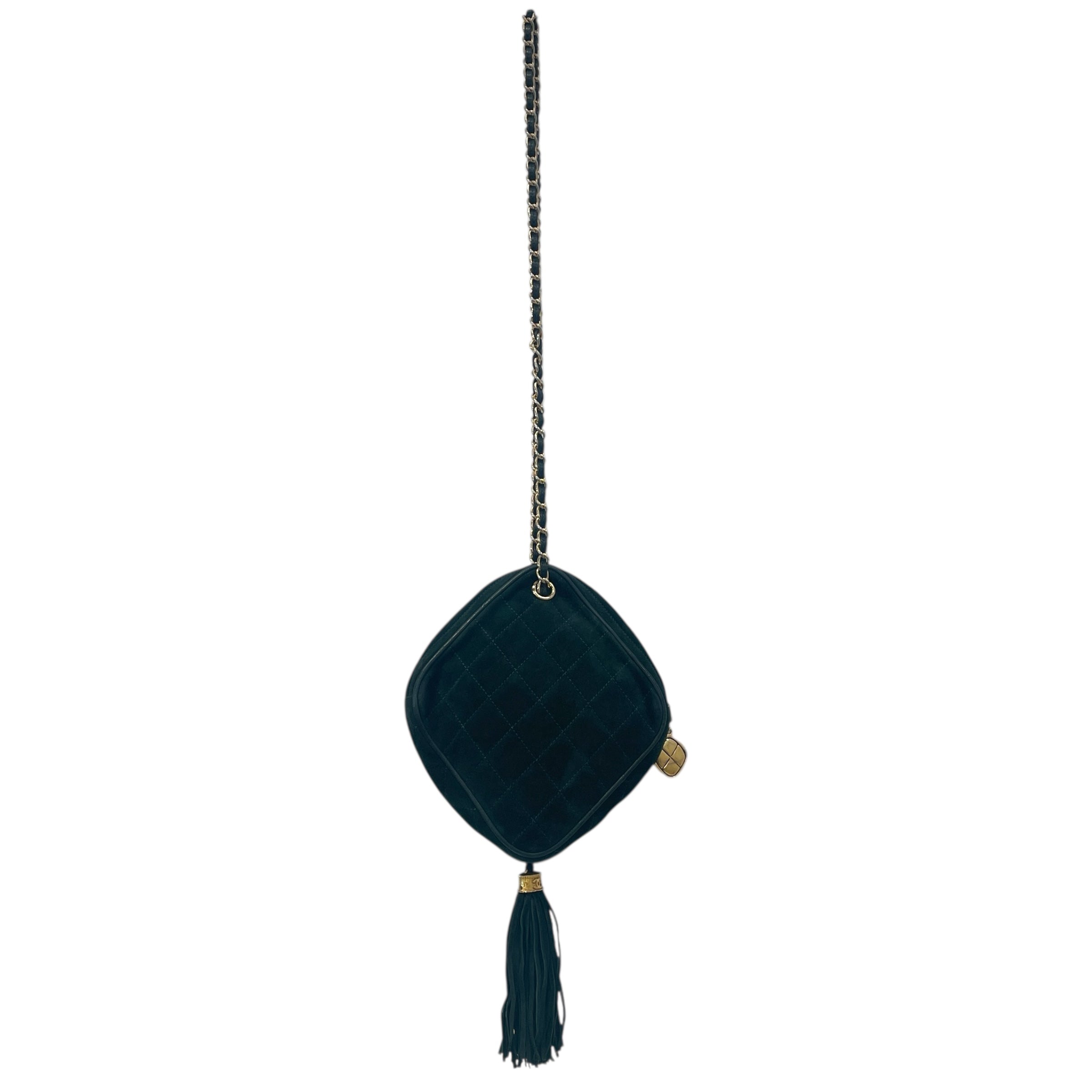 CHANEL/Cross Body Bag/Stripe/Suede/GRN/Diamond Chain With Tassel view 1