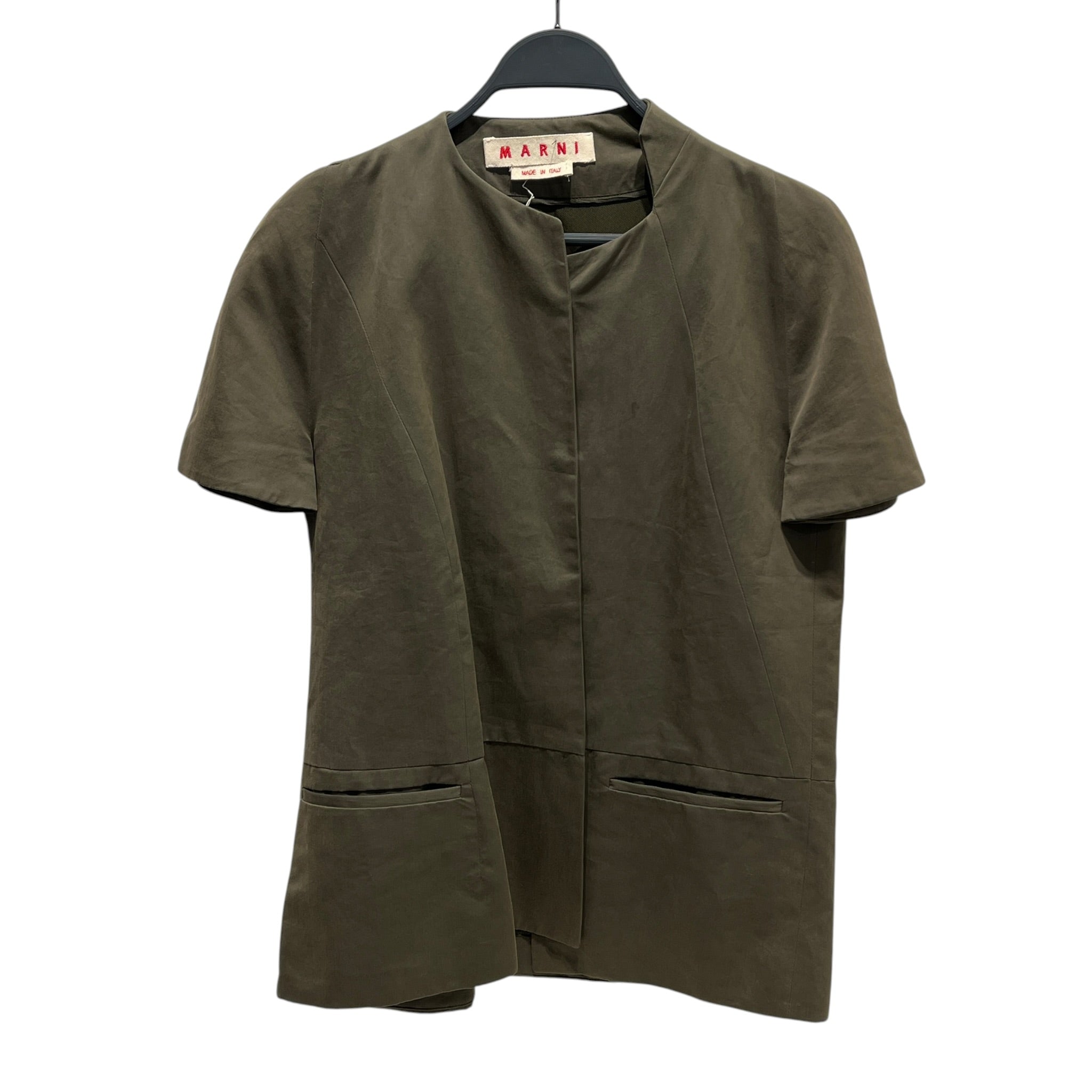 MARNI/3|4S Blouse/L/Cotton/GRN/pockets at front view 1