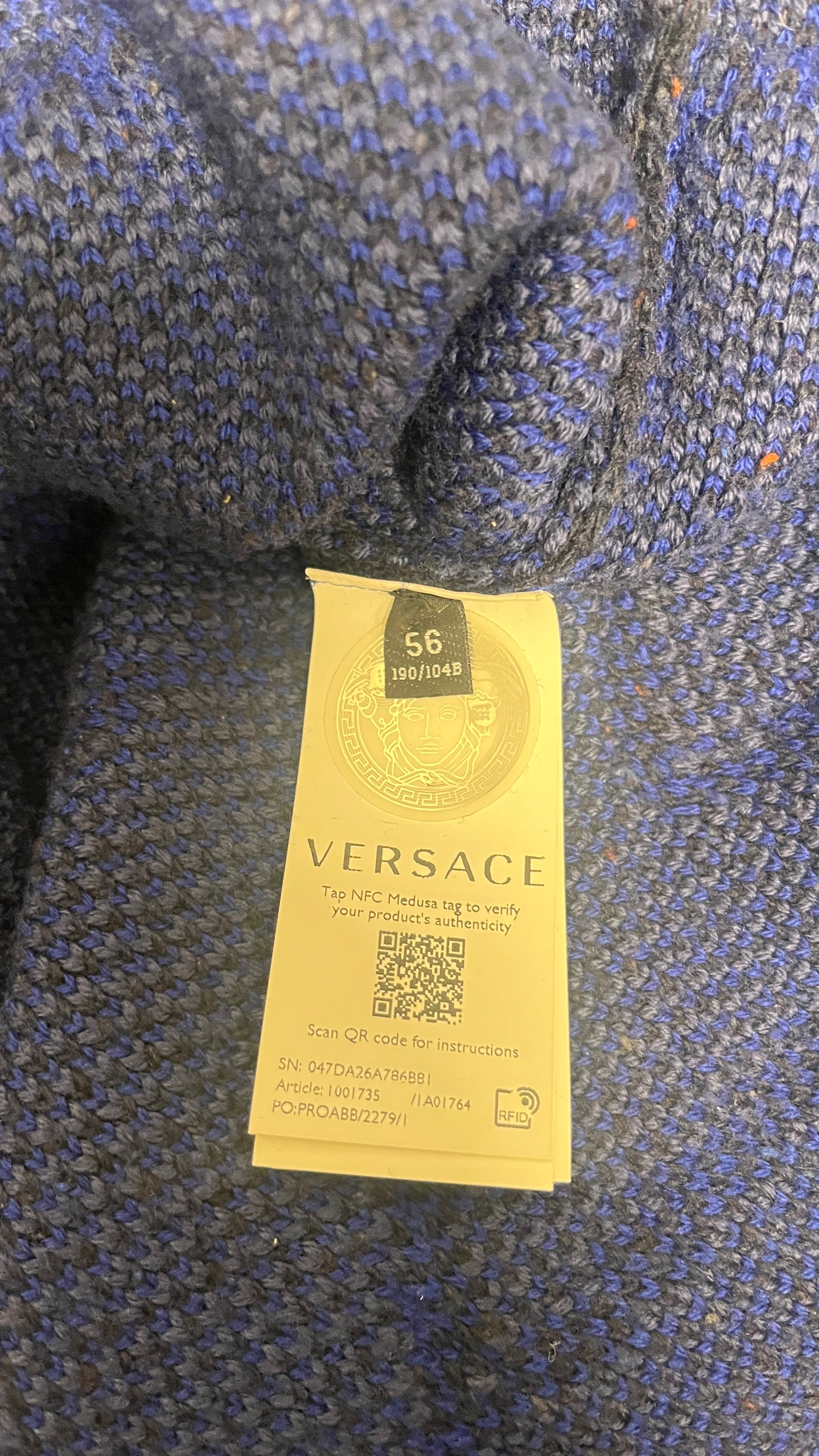 VERSACE/Sweater/56/All Over Print/Wool/BLU/Oversize/JACQUARD LA GRECA SWEATER view 4