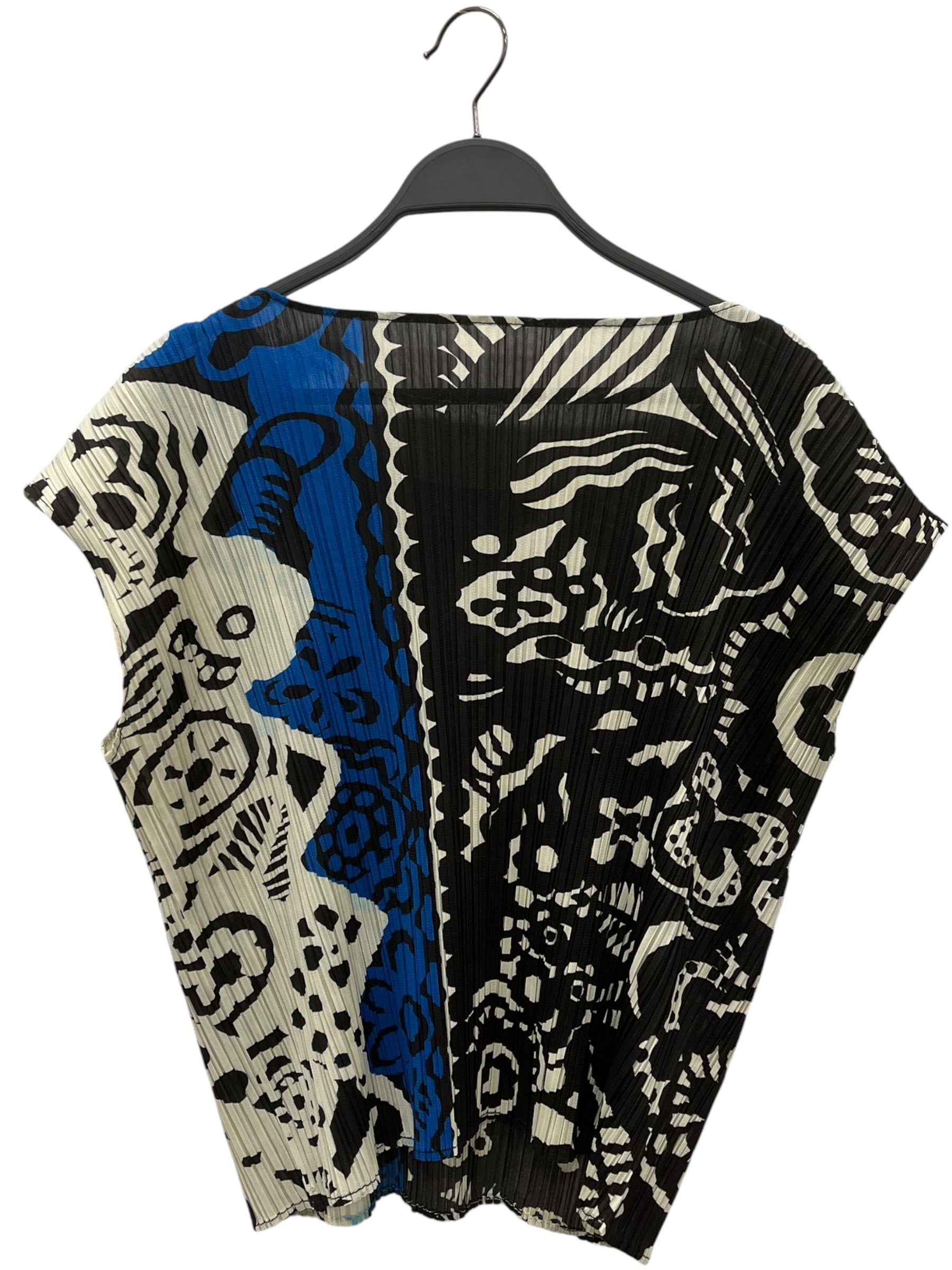 PLEATS PLEASE ISSEY MIYAKE/Blouse/M/All Over Print/Polyester/MLT/BLU BLCK WHITE PRINT view 2