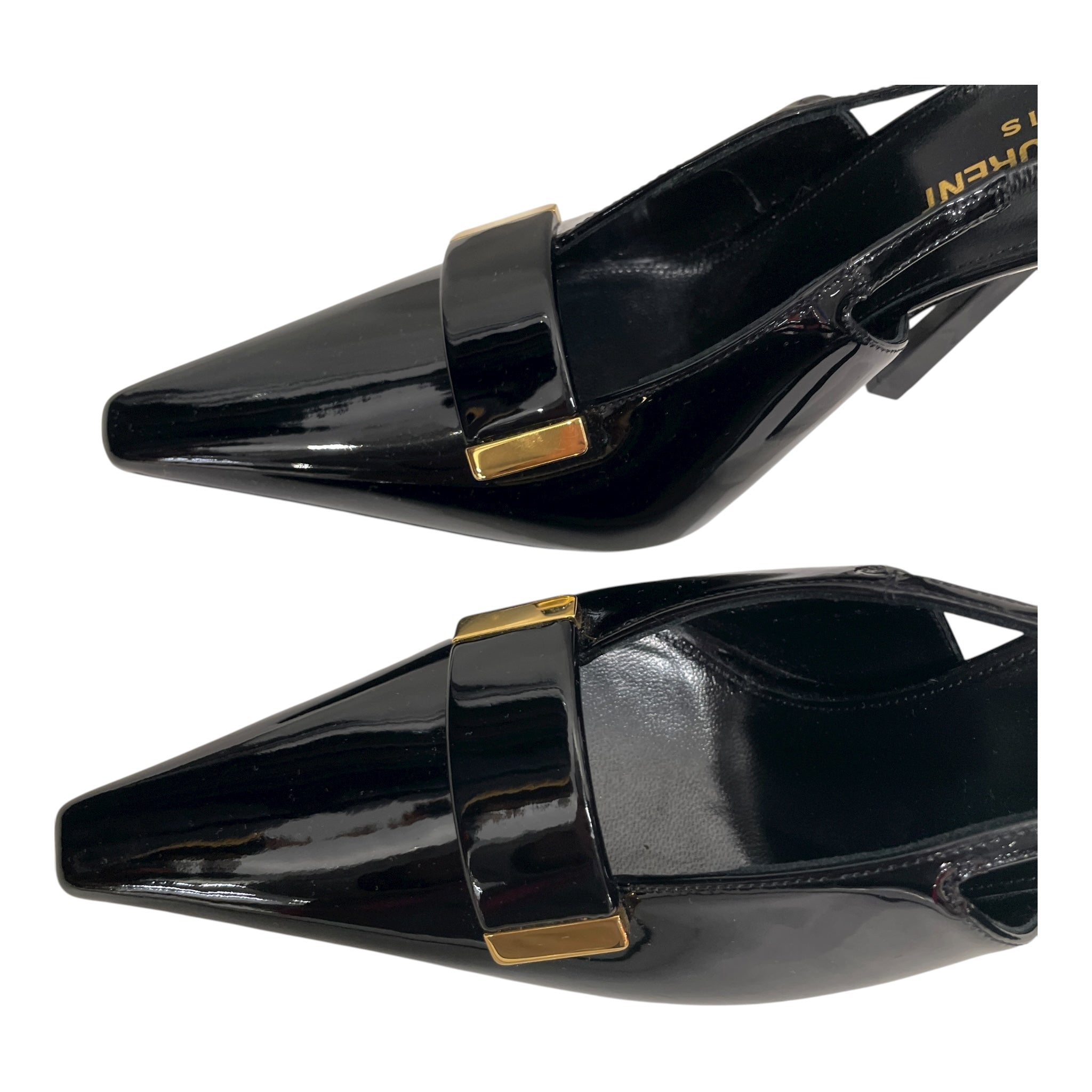 SAINT LAURENT/Heels/EU 36/Leather/BLK/BIG STONE TOE STRAP WRAP HEEL view 5