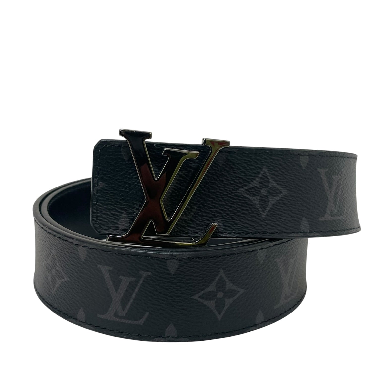 LOUIS VUITTON/Belt/Monogram/Leather/BLK/SILVER LV ESCLIPSE view 1