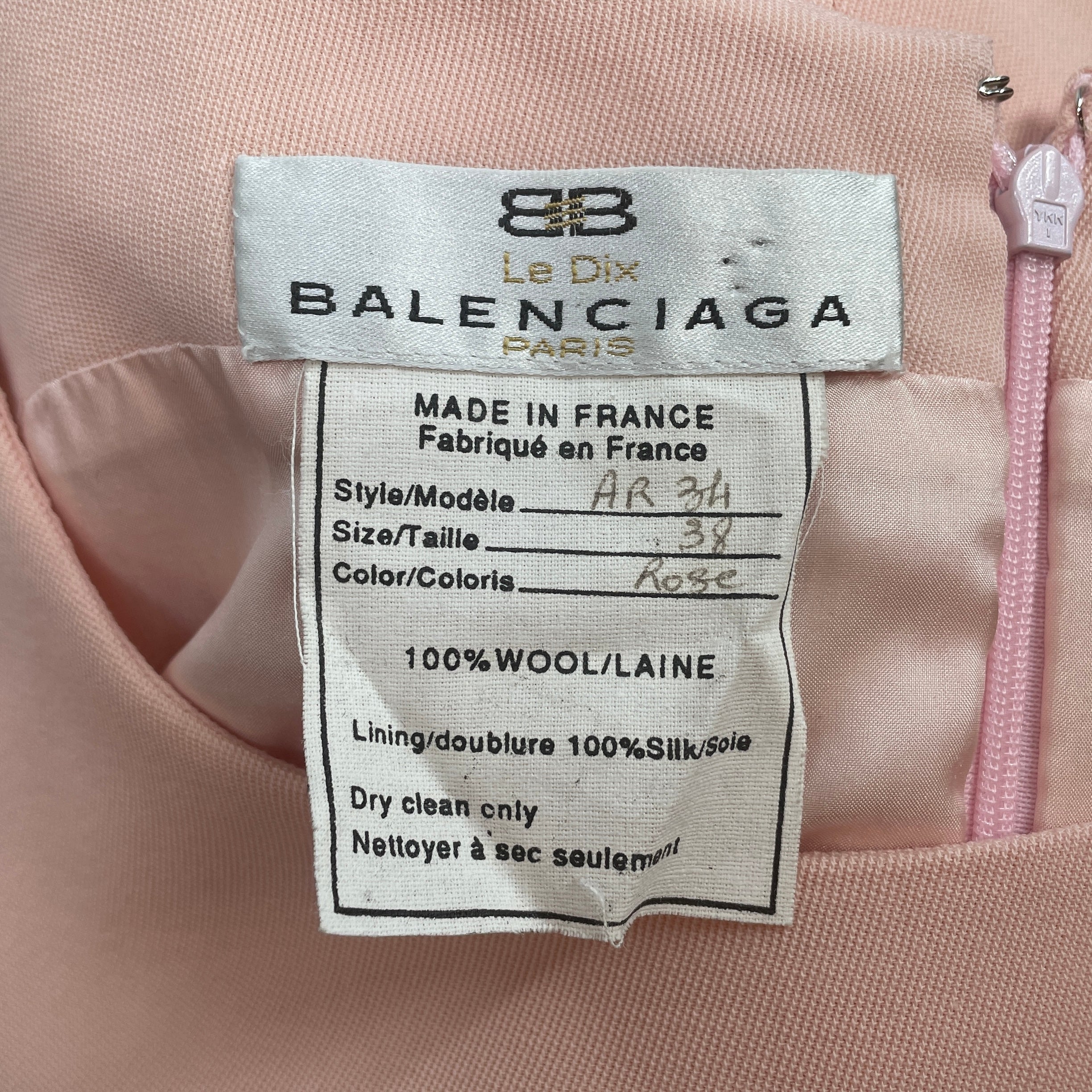 BALENCIAGA/SS Dress/38/Wool/PNK/CUSTOM VNTG DRESS WRITTEN TAG view 3
