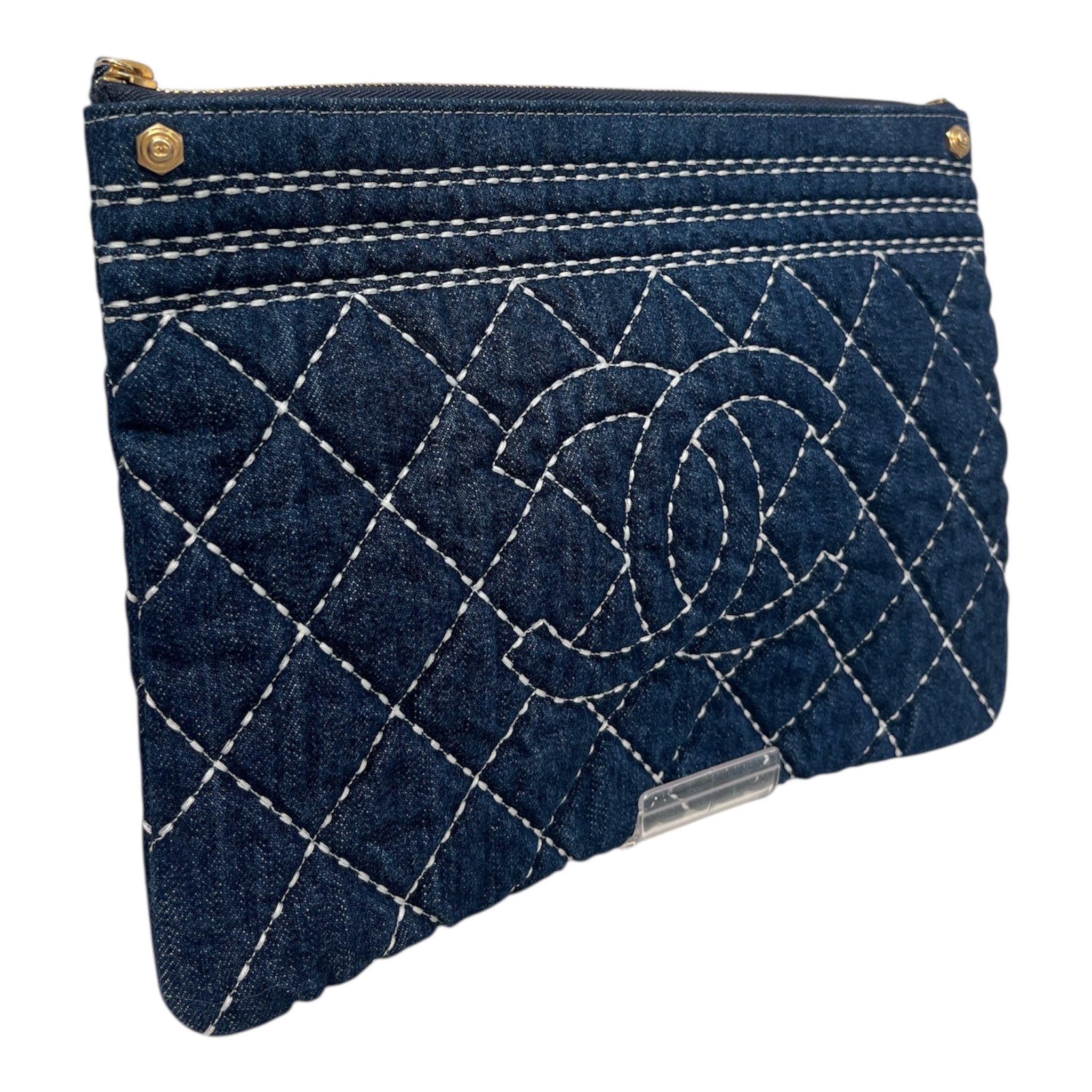 CHANEL/Clutch Bag/All Over Print/Denim/NVY/WHT STITCHING CC LOGO view 4