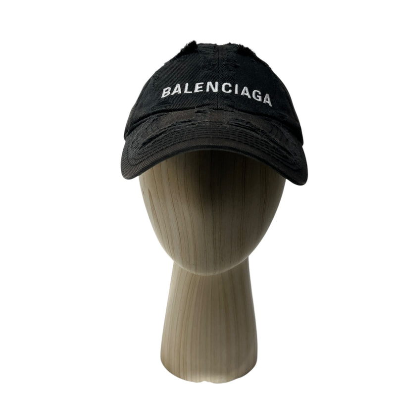BALENCIAGA/Hat/Graphic/Cotton/BLK/DISTRESSED BB