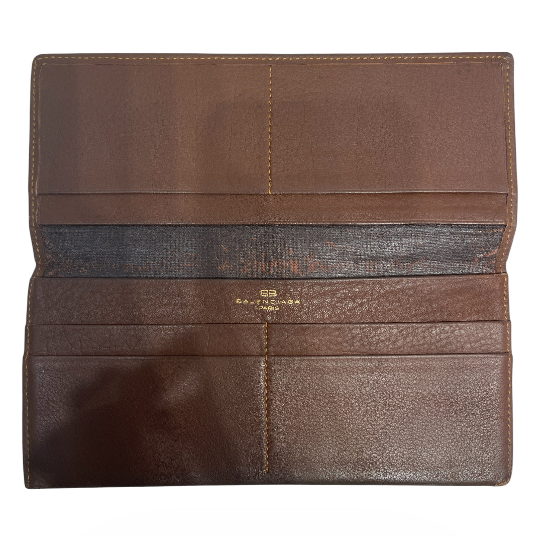 BALENCIAGA/Long Wallet/Leather/BRW/M's/FLAT DOUBLE B LOGO view 4
