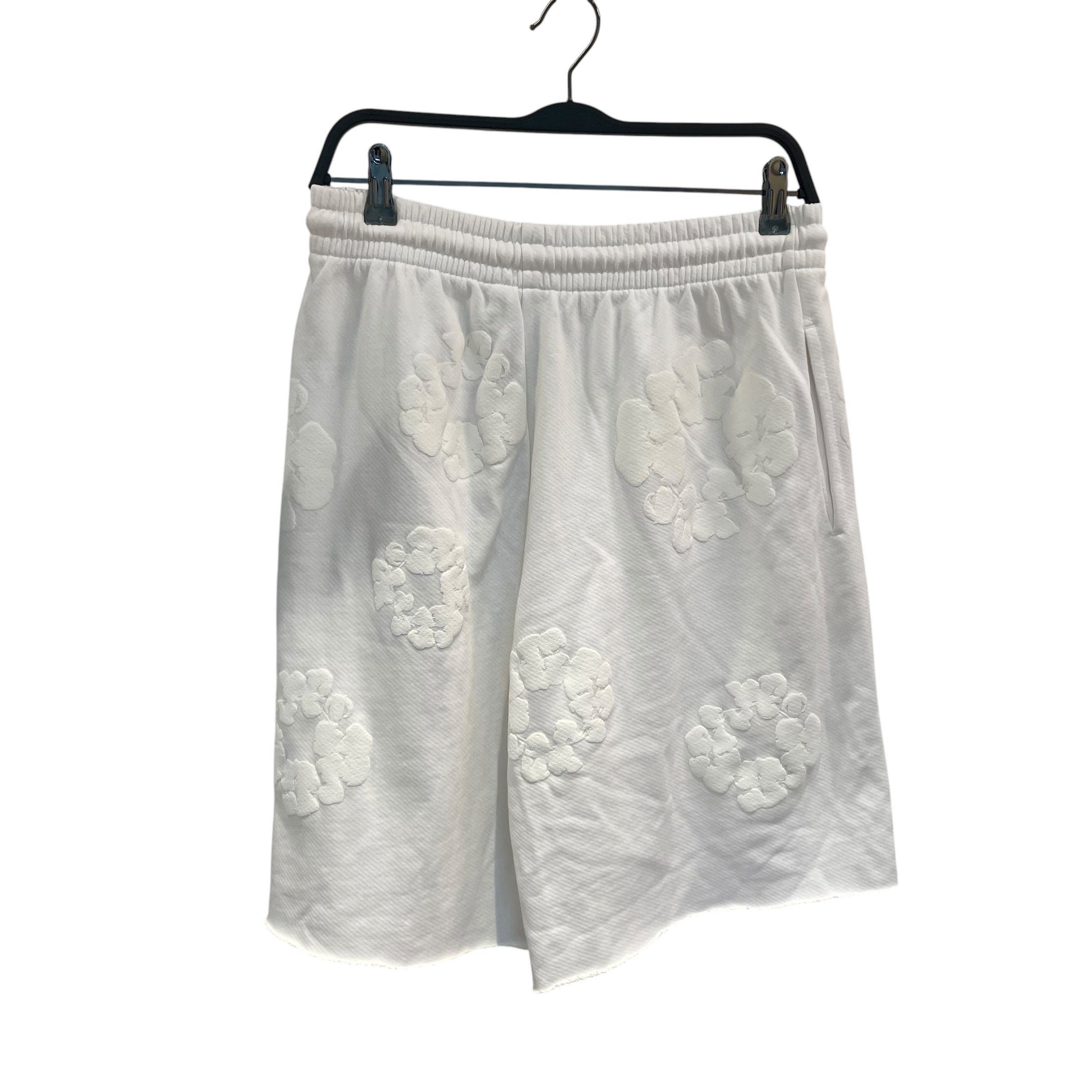 DENIM TEARS/Shorts/S/Cotton/WHT/Floral Pattern/ALL WHITE SWEAT SHORTS view 2