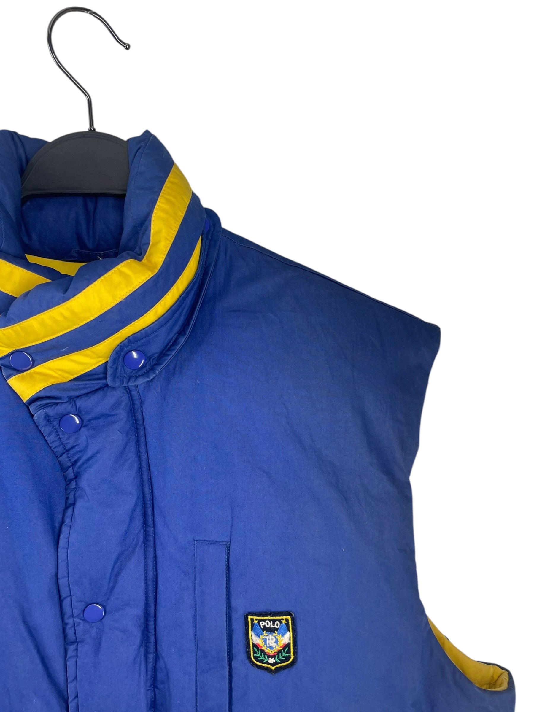POLO RALPH LAUREN/Puffer Vest/L/Cotton/BLU/90S YELLOW LINER PUF VEST view 3