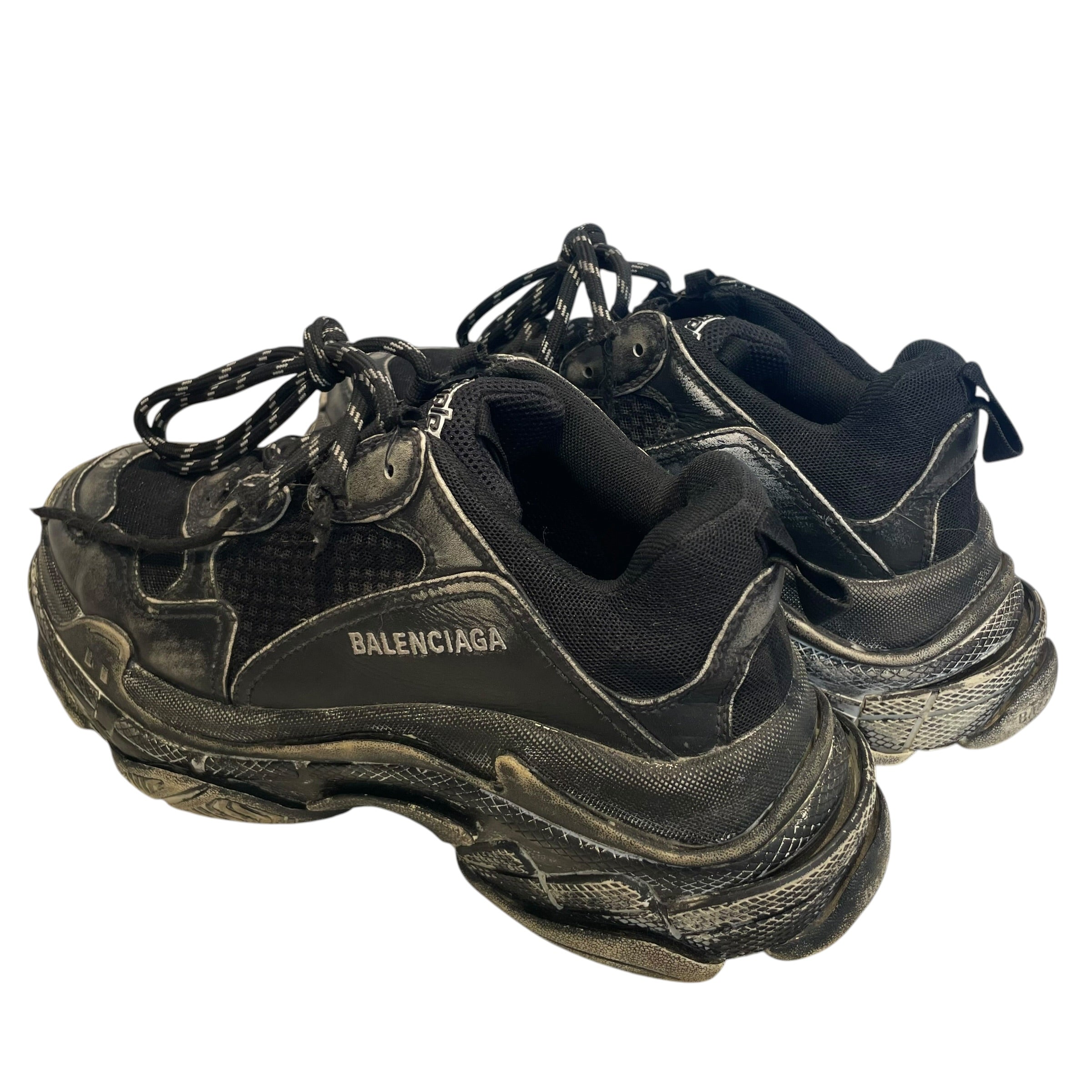 BALENCIAGA/Low-Sneakers/US 7/Leather/BLK/TRIPPLE S view 2