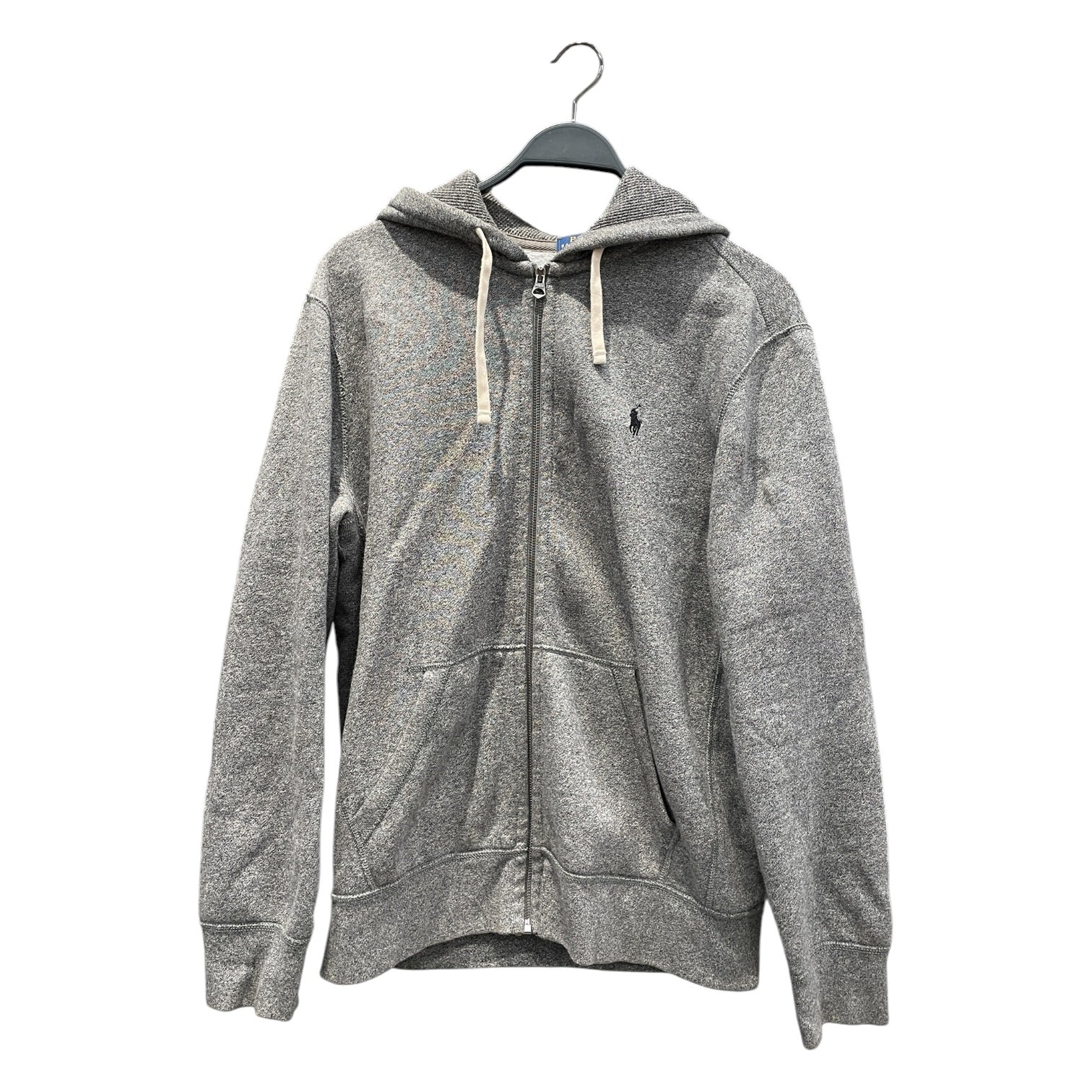 POLO RALPH LAUREN/Hoodie/L/Cotton/GRY/Black Pony White Drawstrings view 1