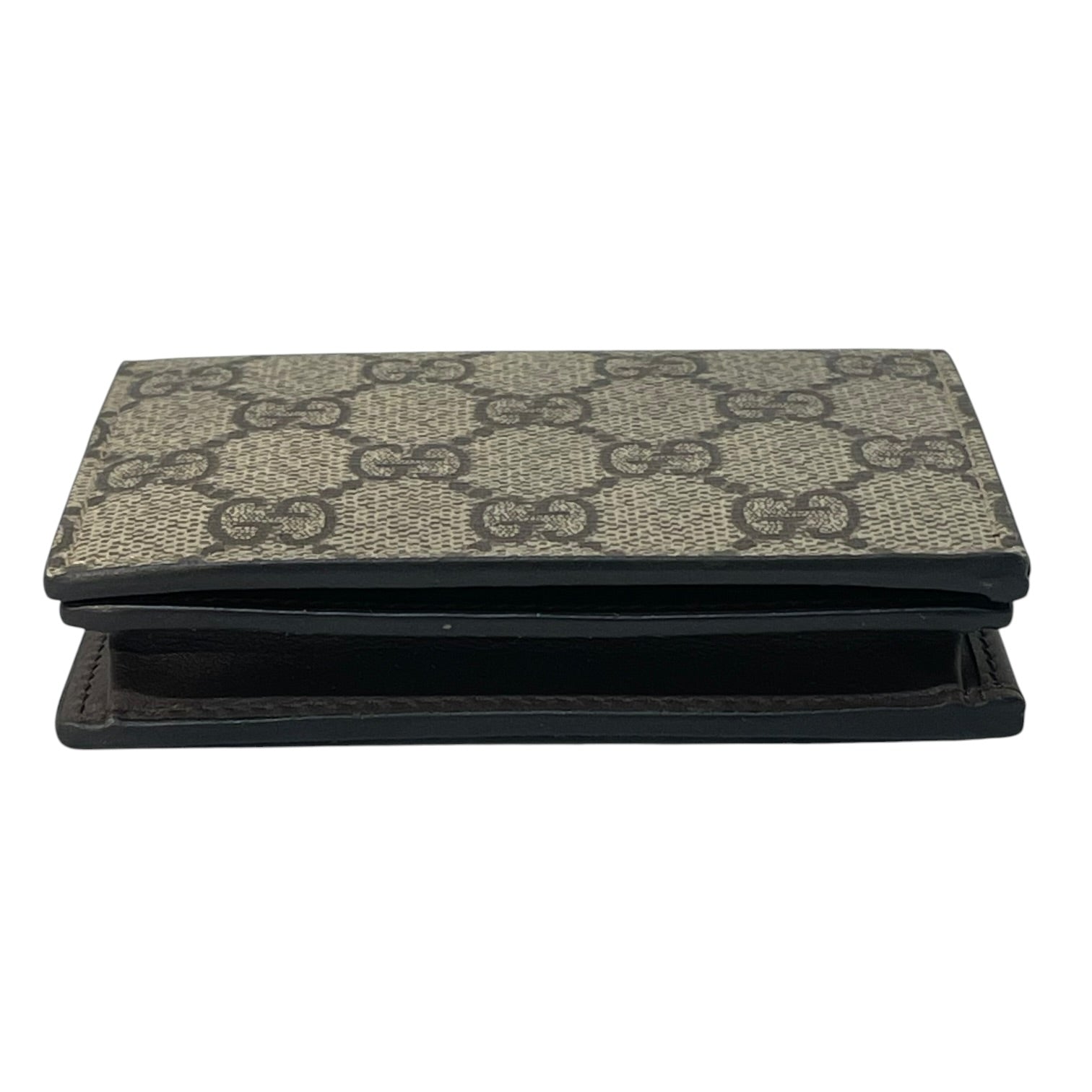 GUCCI/Bifold Wallet/Monogram/Leather/GRY/M's/ view 4