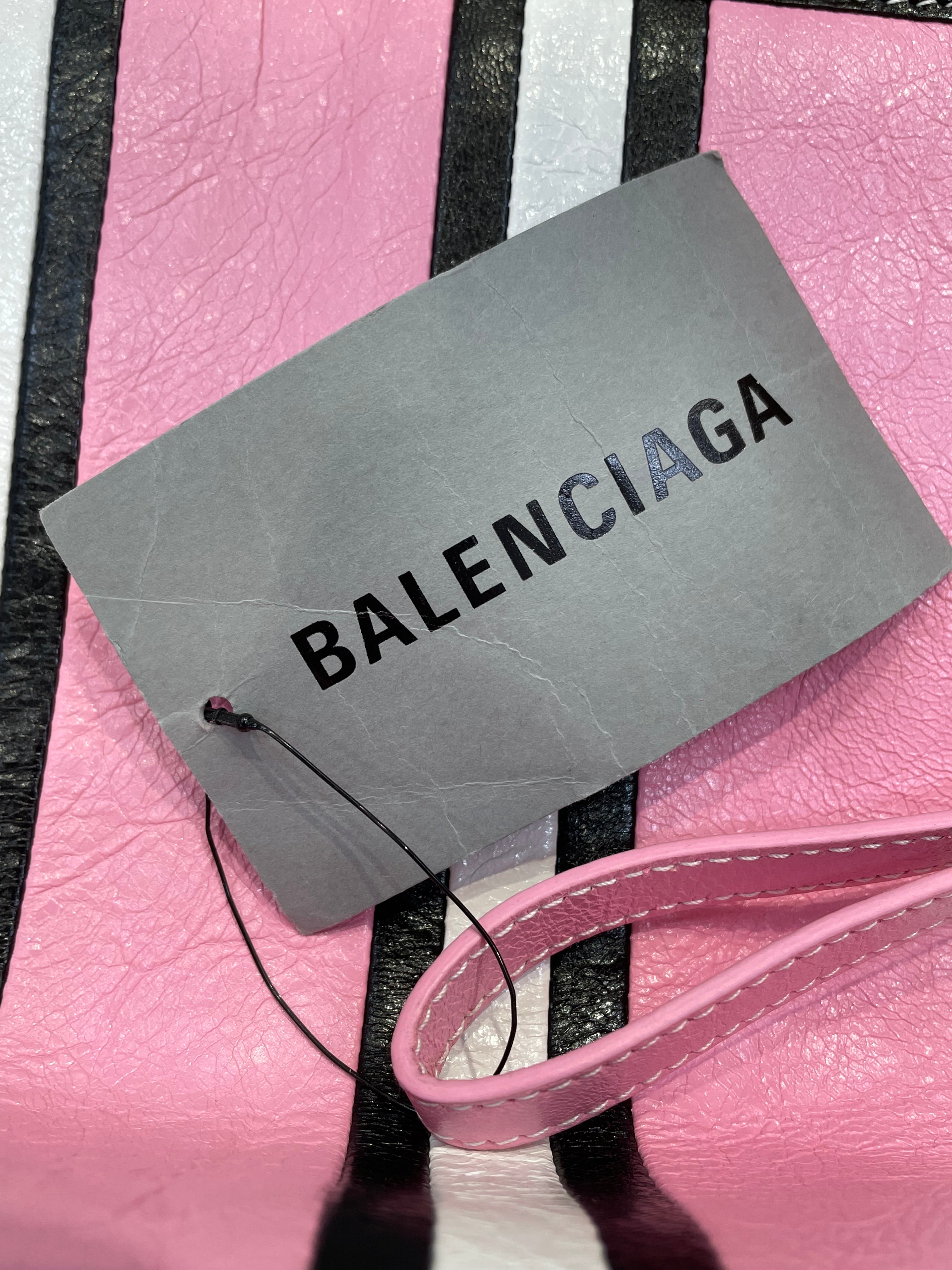 BALENCIAGA/Bag/OS/Stripe/Leather/PNK/Pink Blk Wht Stripe Bag view 7