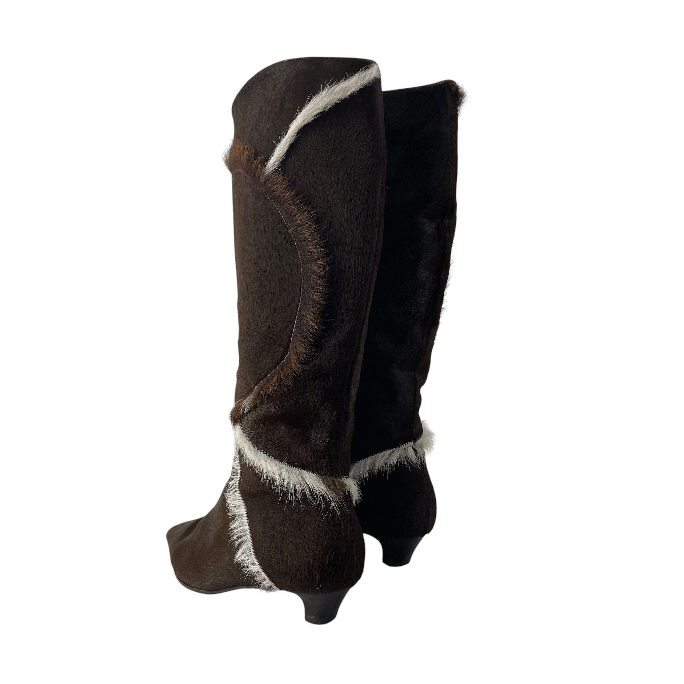Salvatore Ferragamo/Boots/US 6.5/Fur/BRW/PONY HAIR KITTEN HEEL BOOT view 3