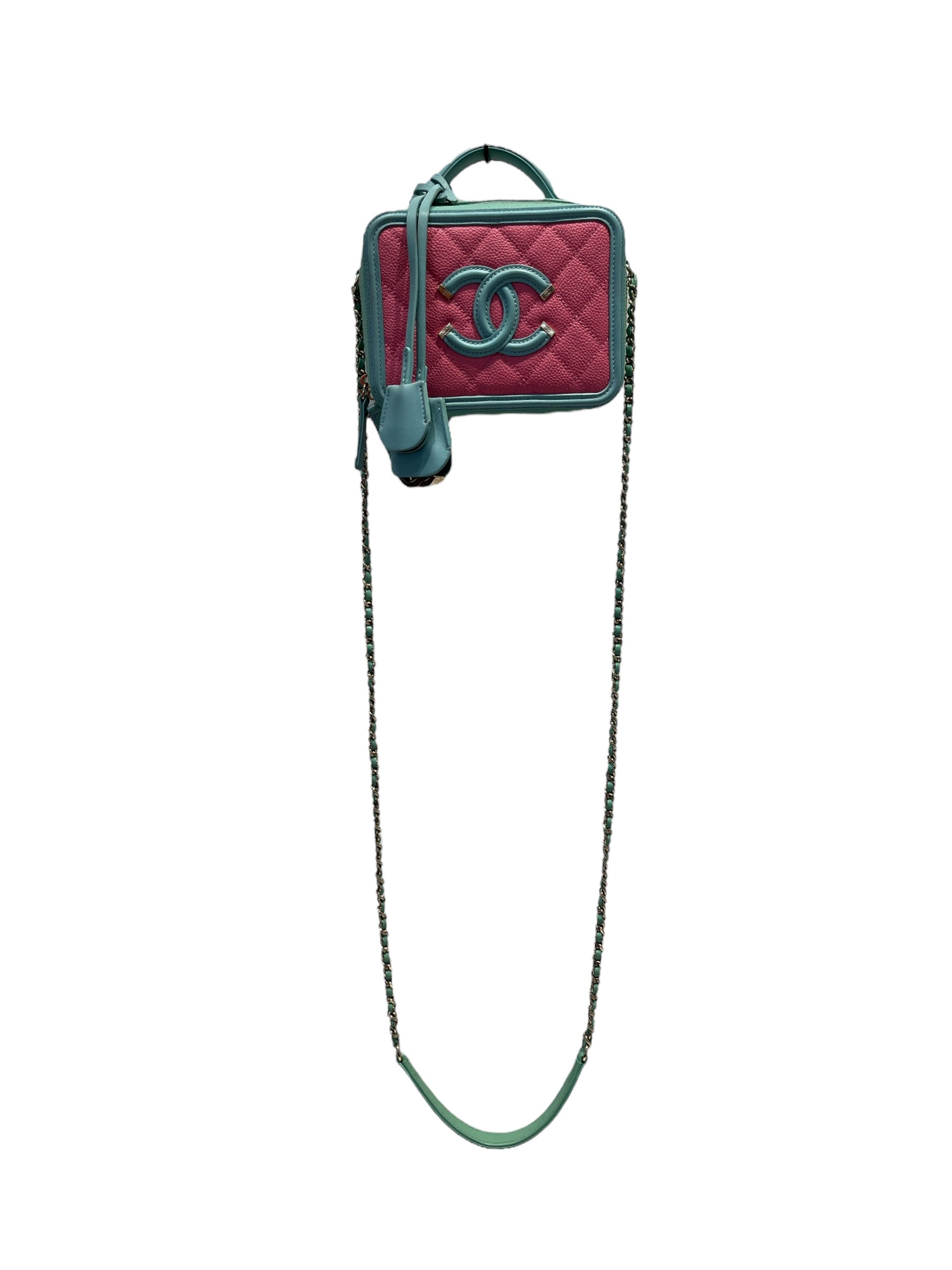 CHANEL/Cross Body Bag/S/Leather/PNK/CHANEL pink/green cross body view 4