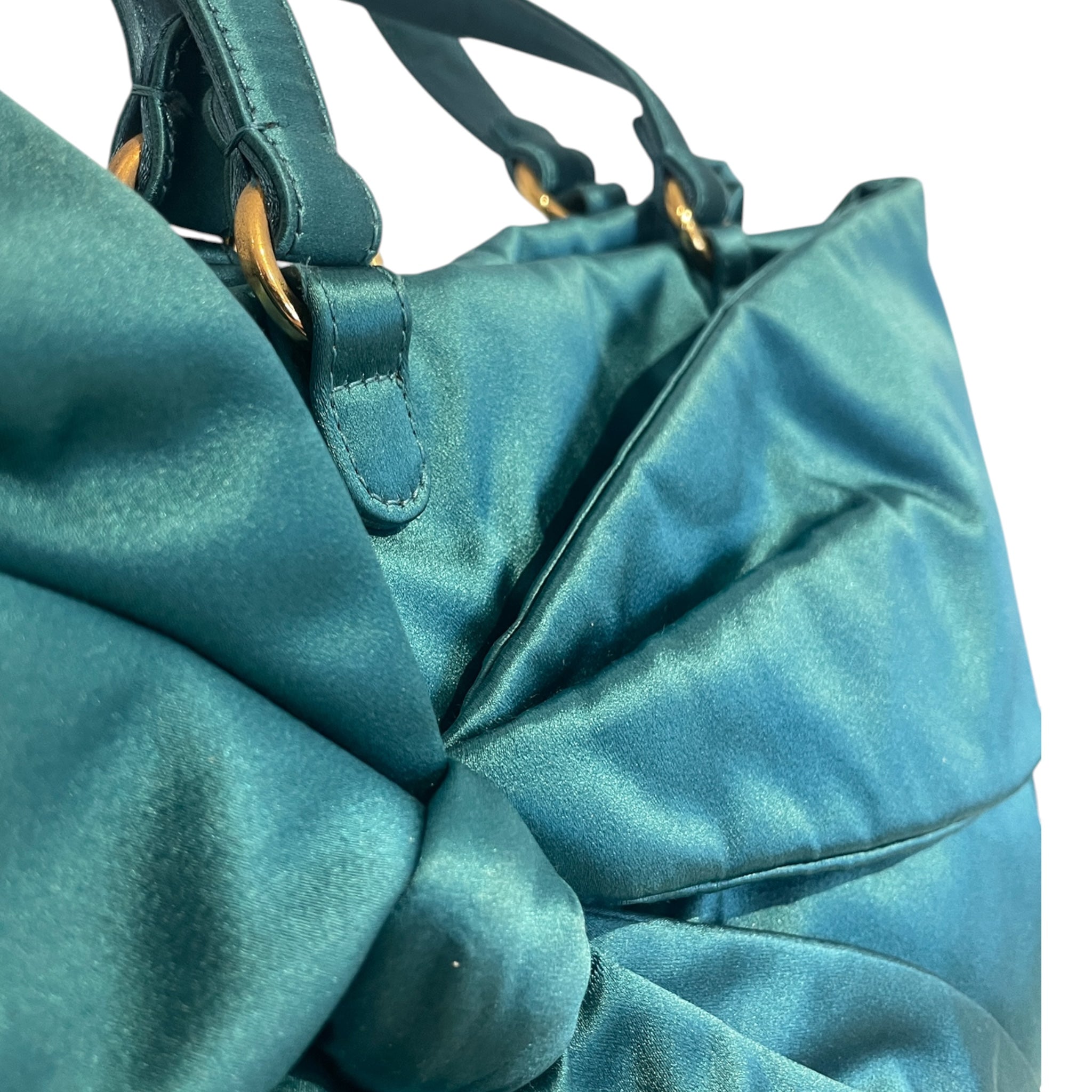 VALENTINO GARAVANI/Bag/Polyester/GRN/SATIN BOW TEAL TOTE view 6