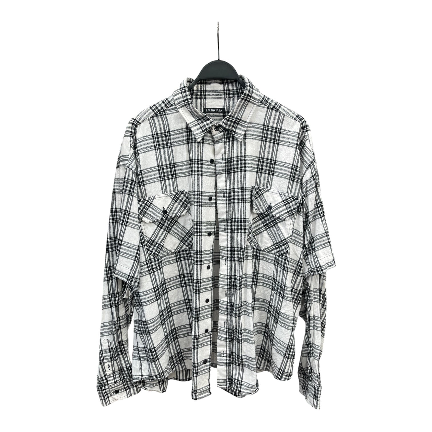 BALENCIAGA/Flannel Shirt/M/Cotton/WHT/Plaid/ view 1