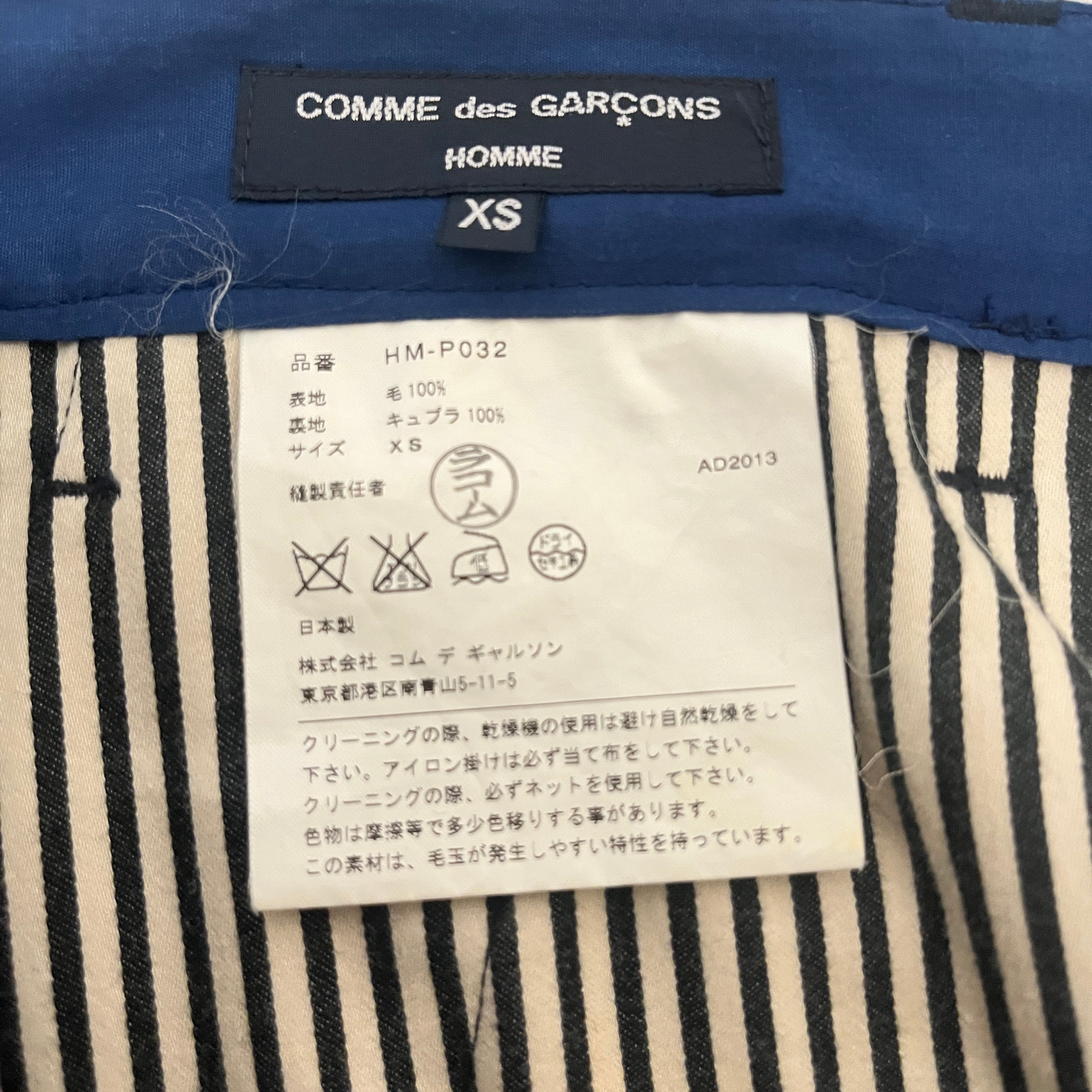 COMME des GARCONS HOMME/Slacks/XS/Wool/NVY/Stripe/PIN STRIPE CROPPED 2013 view 3