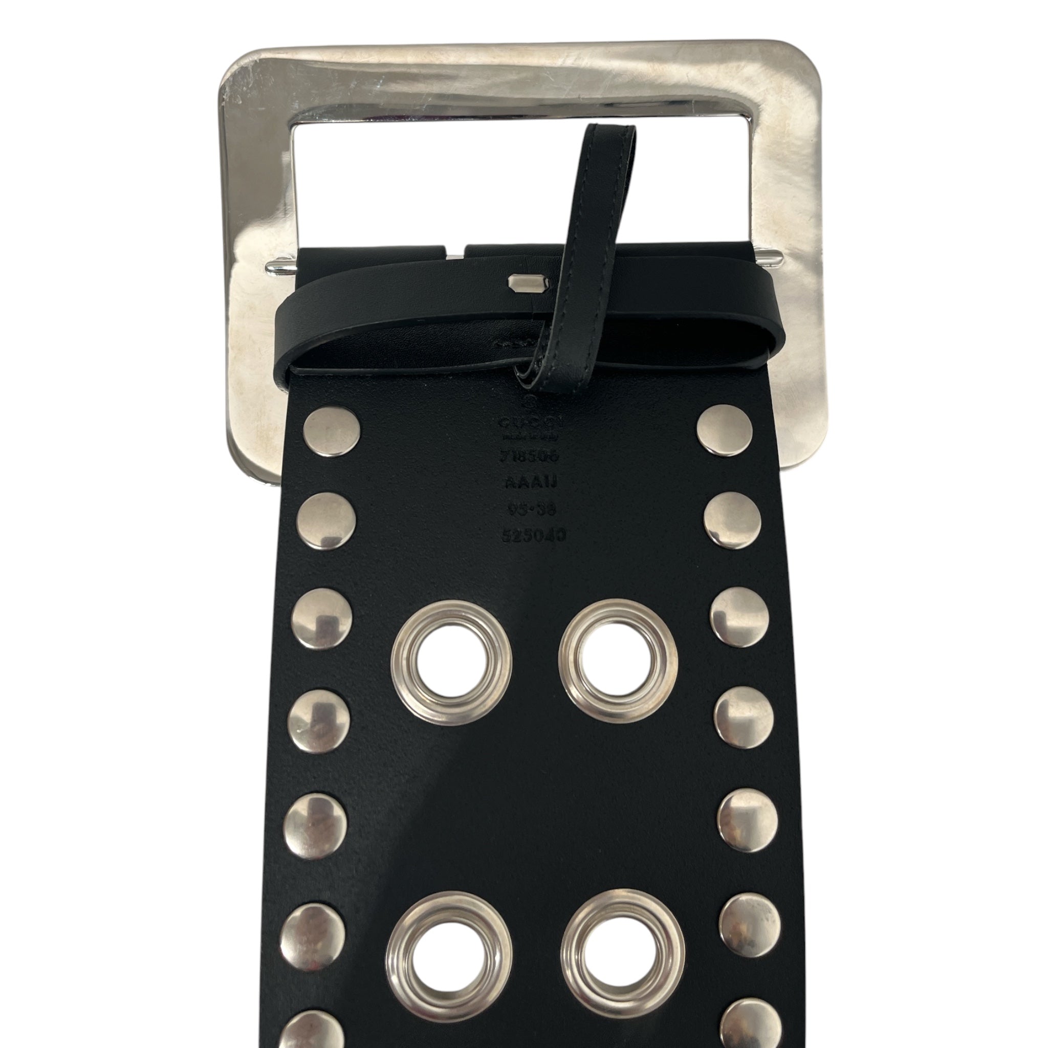 GUCCI/Belt/Leather/BLK/L's/wide studded 2 prong view 2