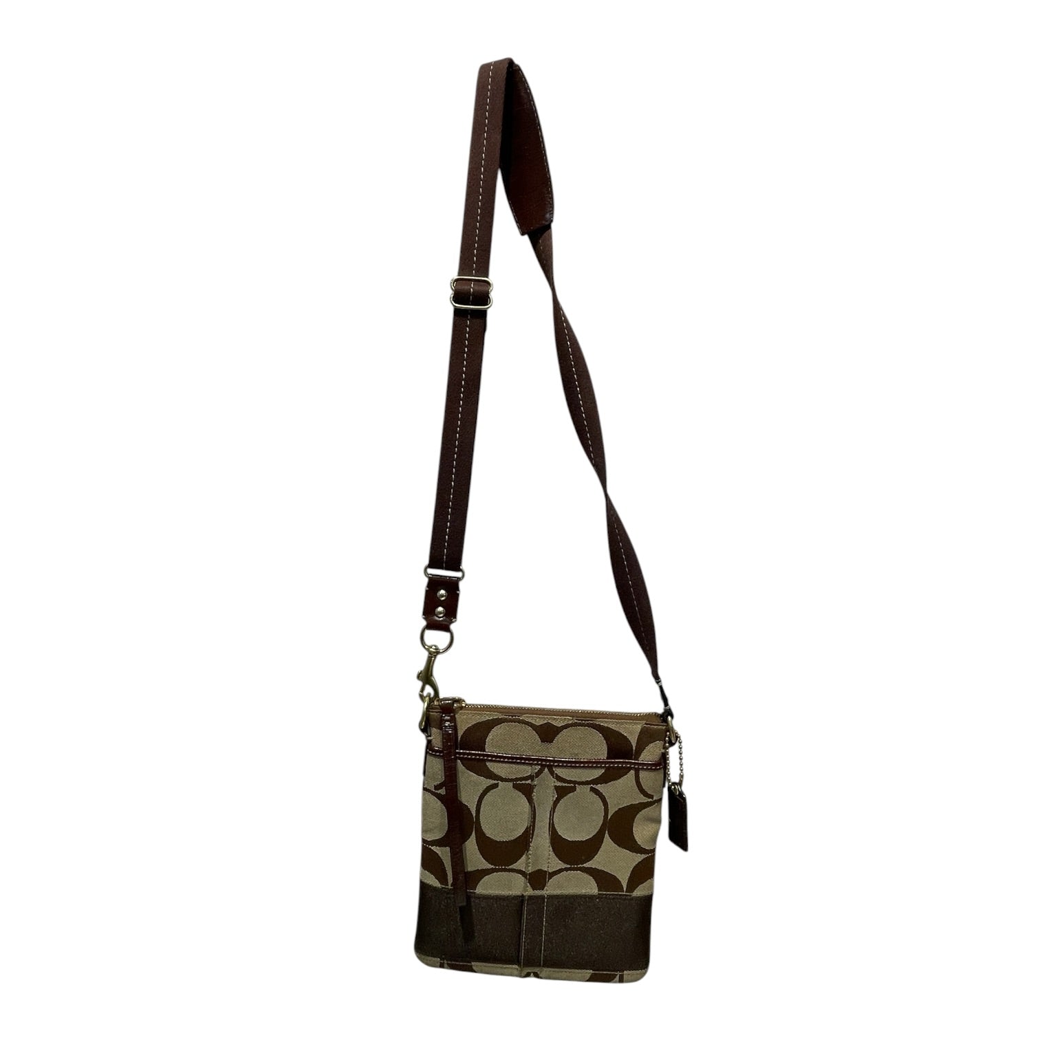 COACH/Cross Body Bag/Leather/BLK/BROWN C PRINT INTERIOR view 2