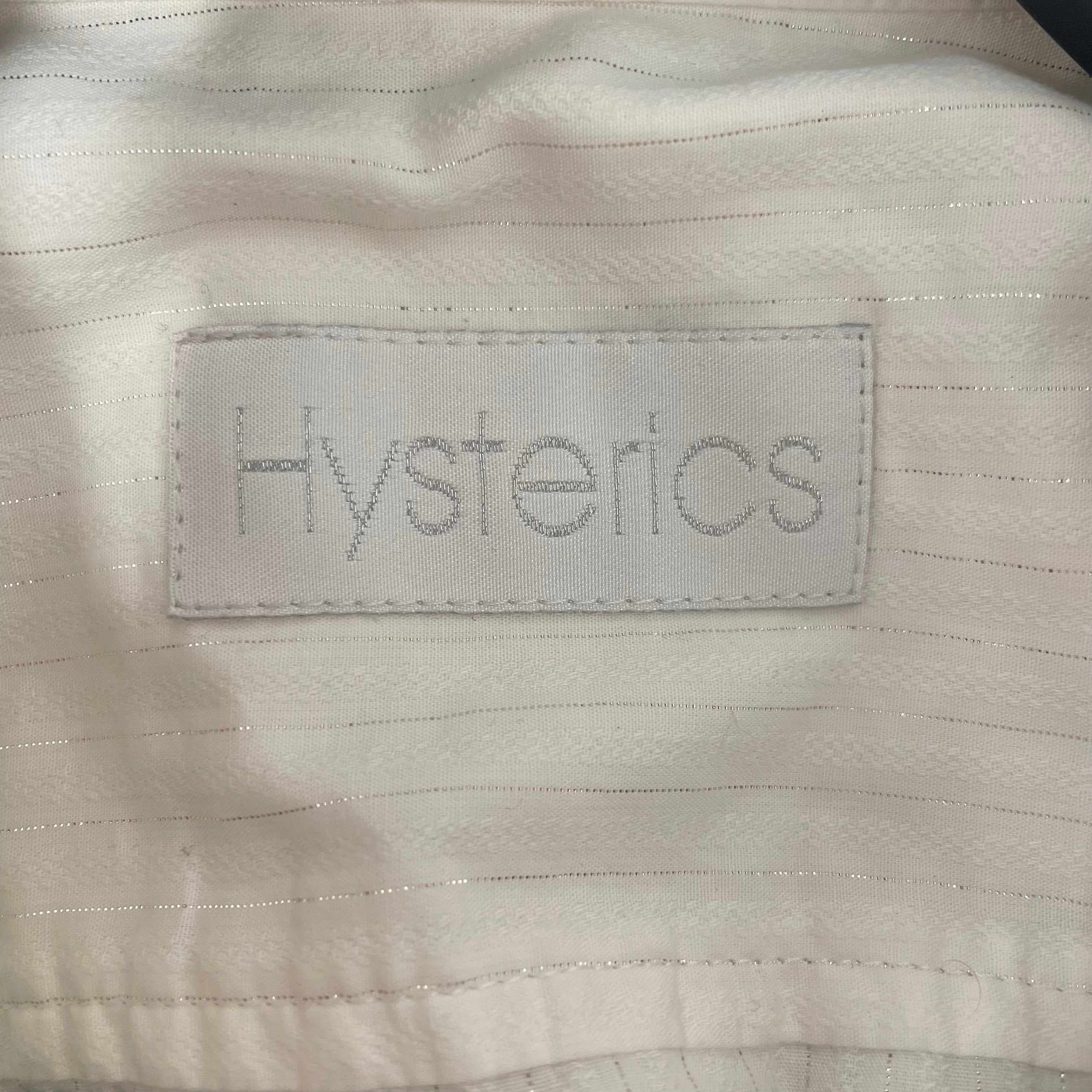 HYSTERIC GLAMOUR/SL Shirt/Cotton/WHT/STRIPES N RUFFLES ALONG BUTTON view 3