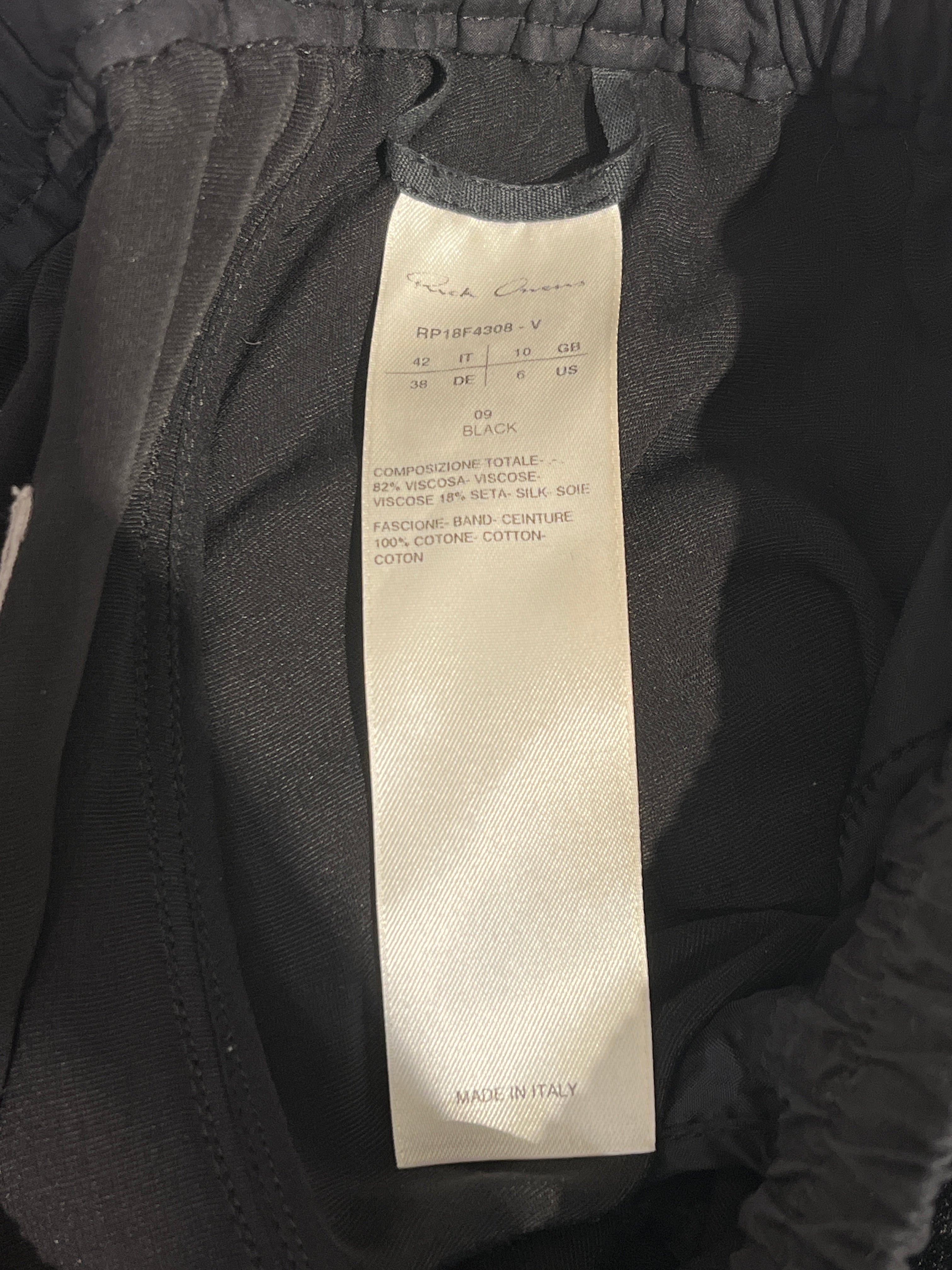 Rick Owens/Pants/6/Rayon/BLK/RP18F4308-V view 4